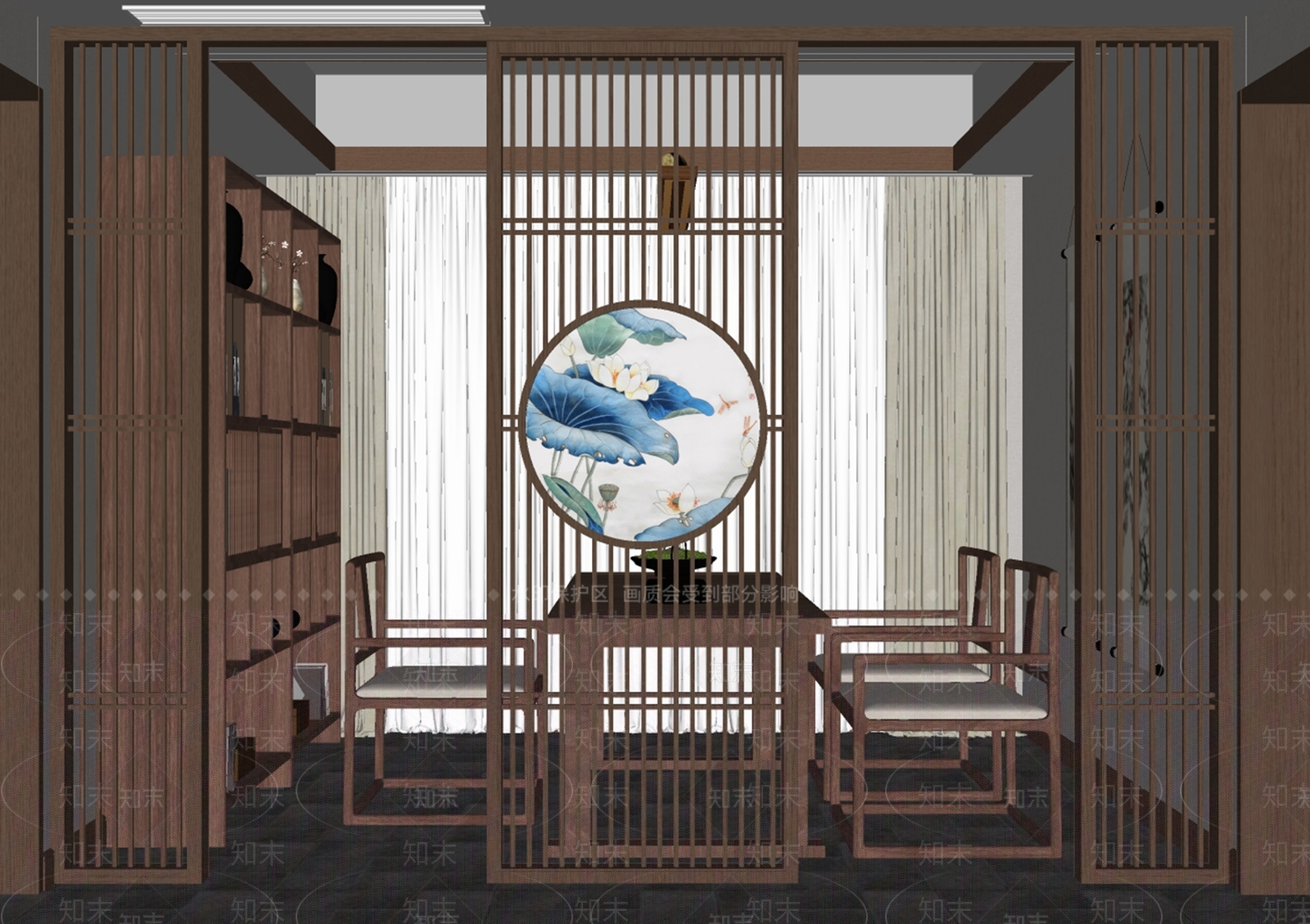 新中式中式隔断SU模型下载【ID:1187758185】