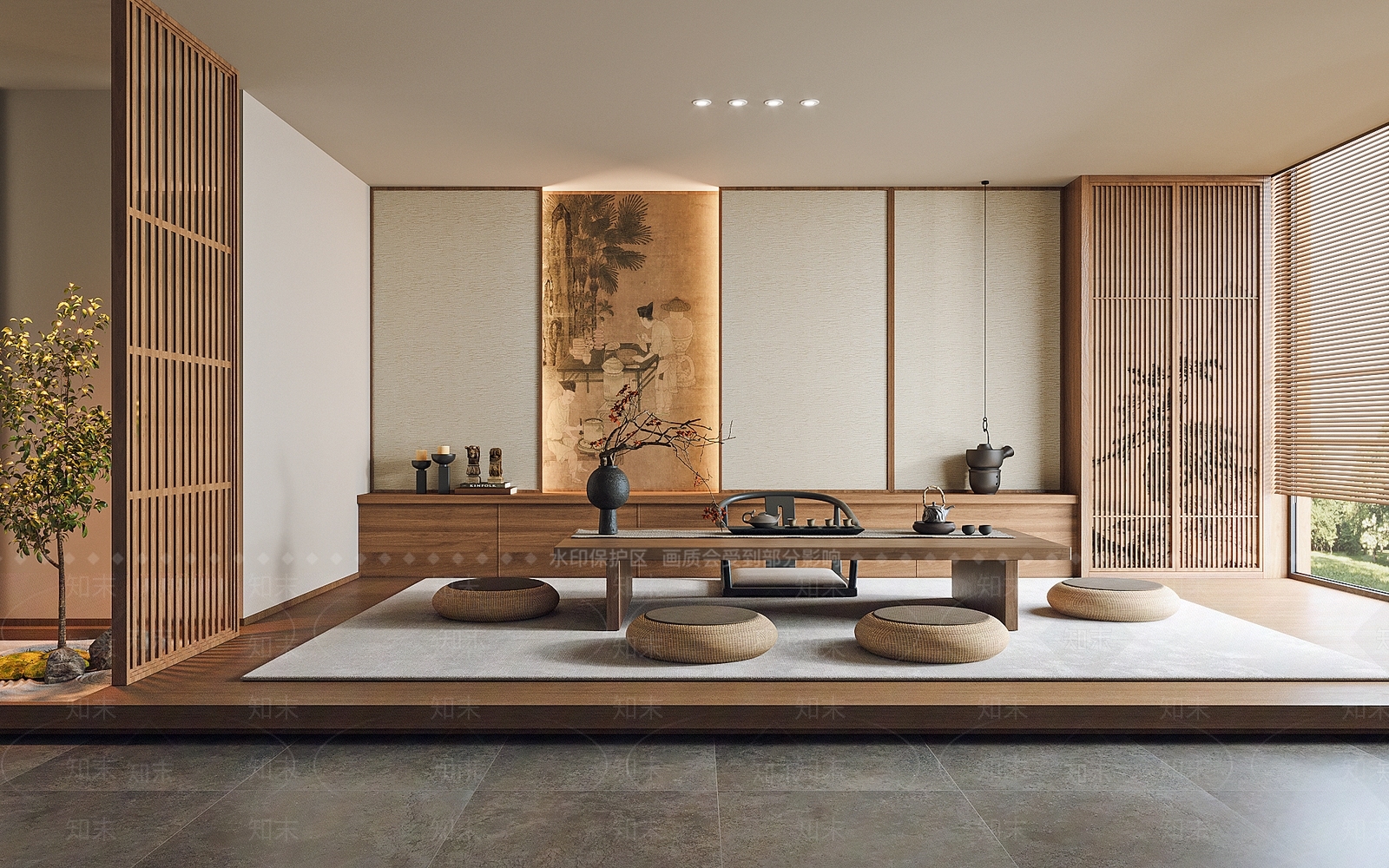 新中式禅意茶室SU模型下载【ID:1187758864】