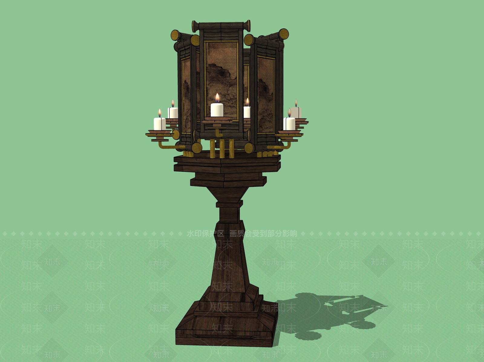 中式落地灯SU模型下载【ID:1187760206】
