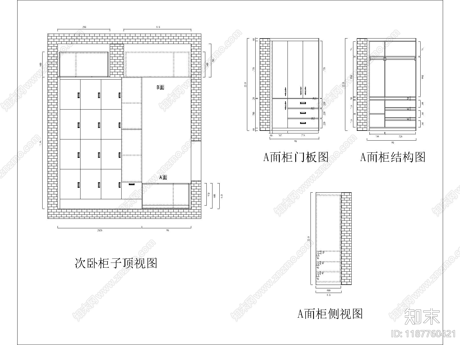 现代柜子cad施工图下载【ID:1187760421】