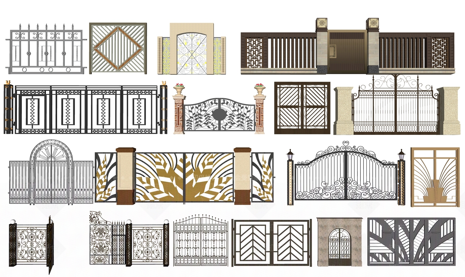 法式美式入口大门SU模型下载【ID:1187767201】