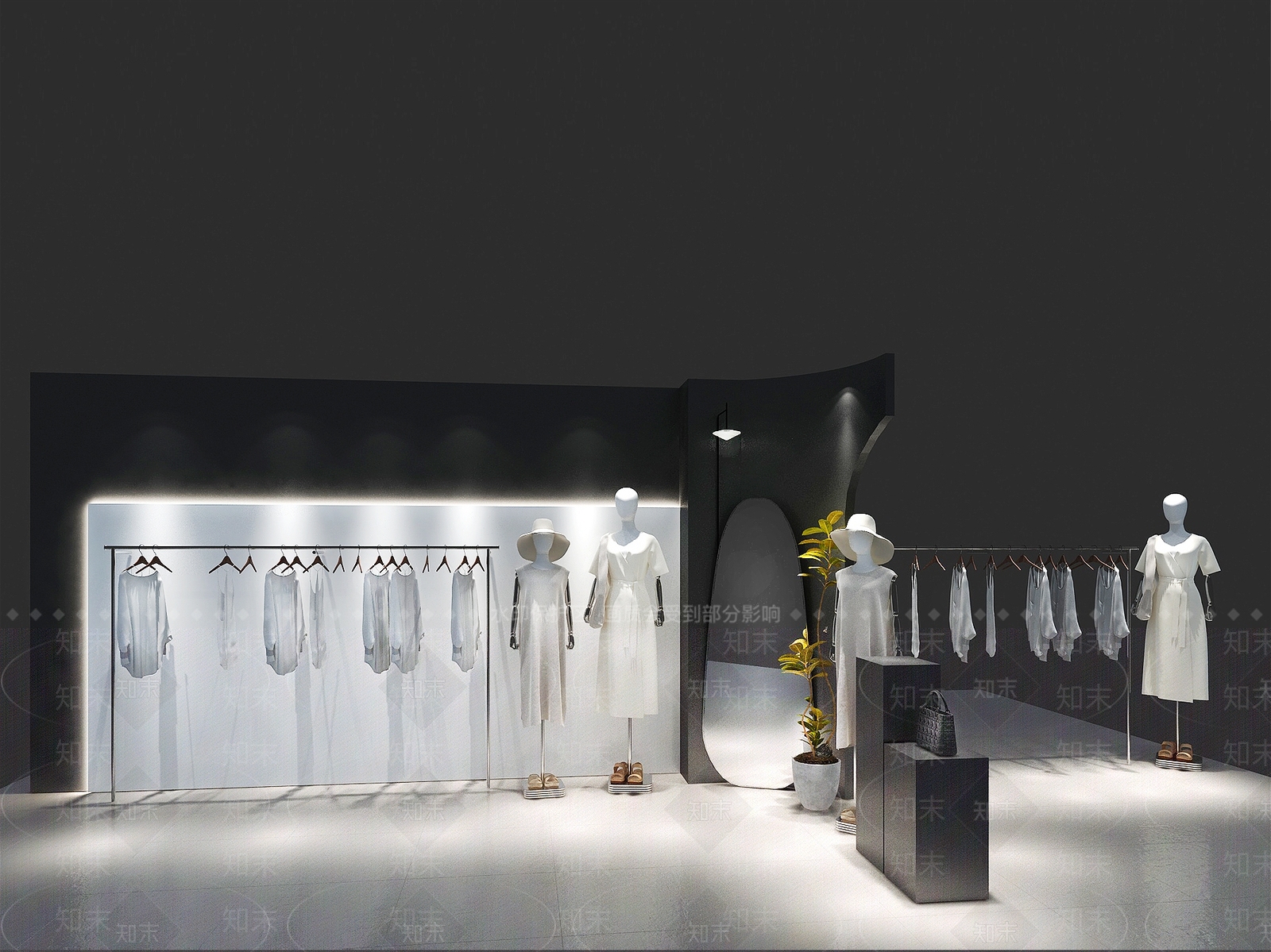 现代轻奢服装店3D模型下载【ID:1187768227】