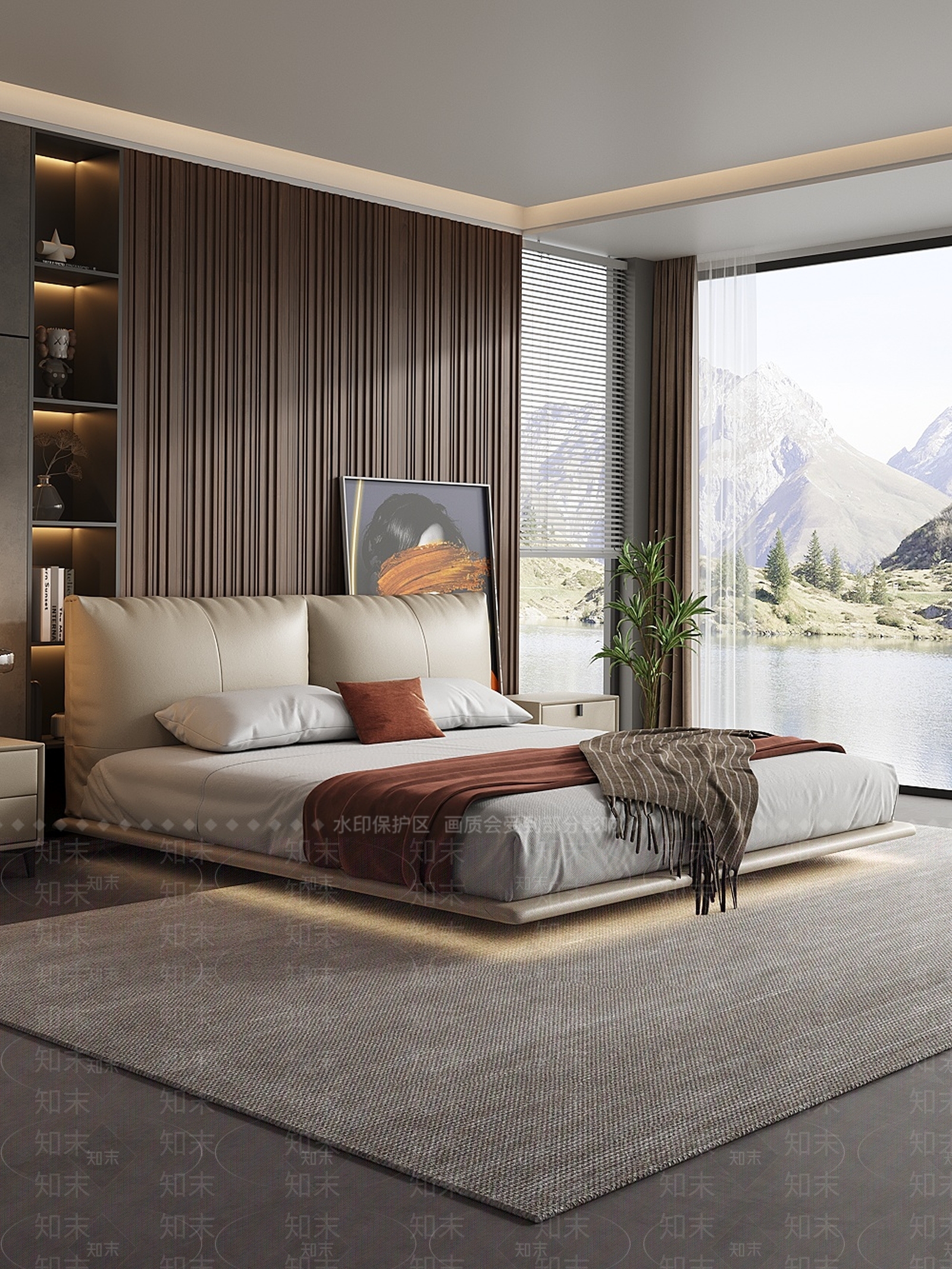 意式简约双人床3D模型下载【ID:1187771520】