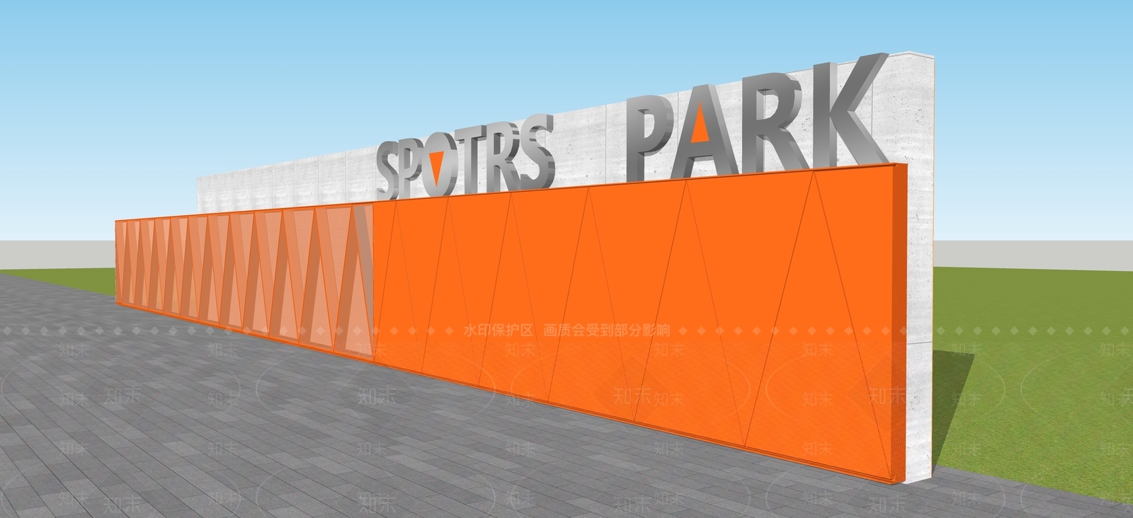 现代景墙SU模型下载【ID:1187771559】