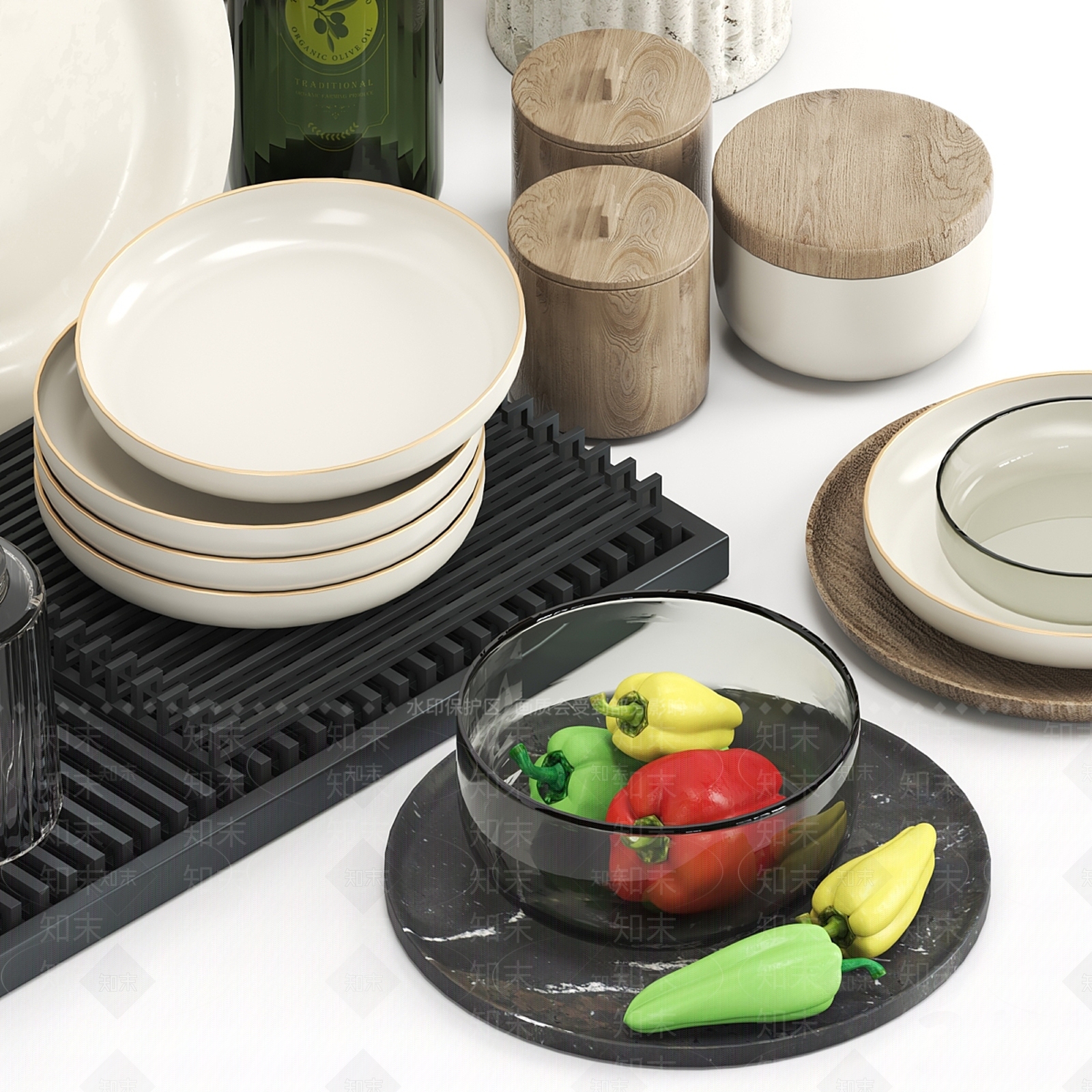 厨房用品3D模型下载【ID:1187778998】