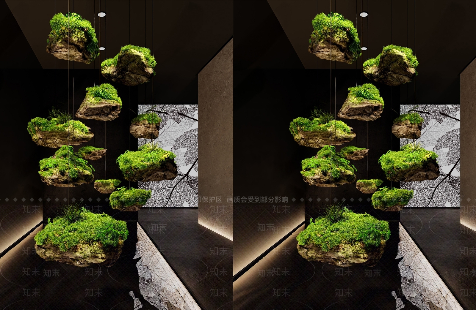 新中式禅意室内景观SU模型下载【ID:1187779109】