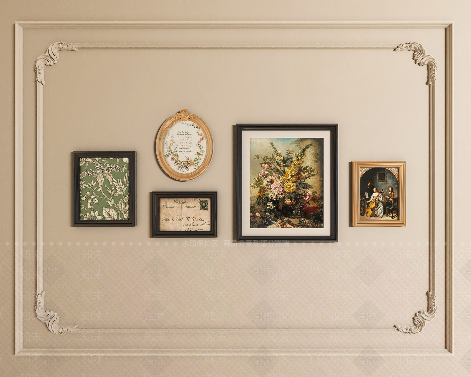 法式欧式挂画SU模型下载【ID:1187781206】