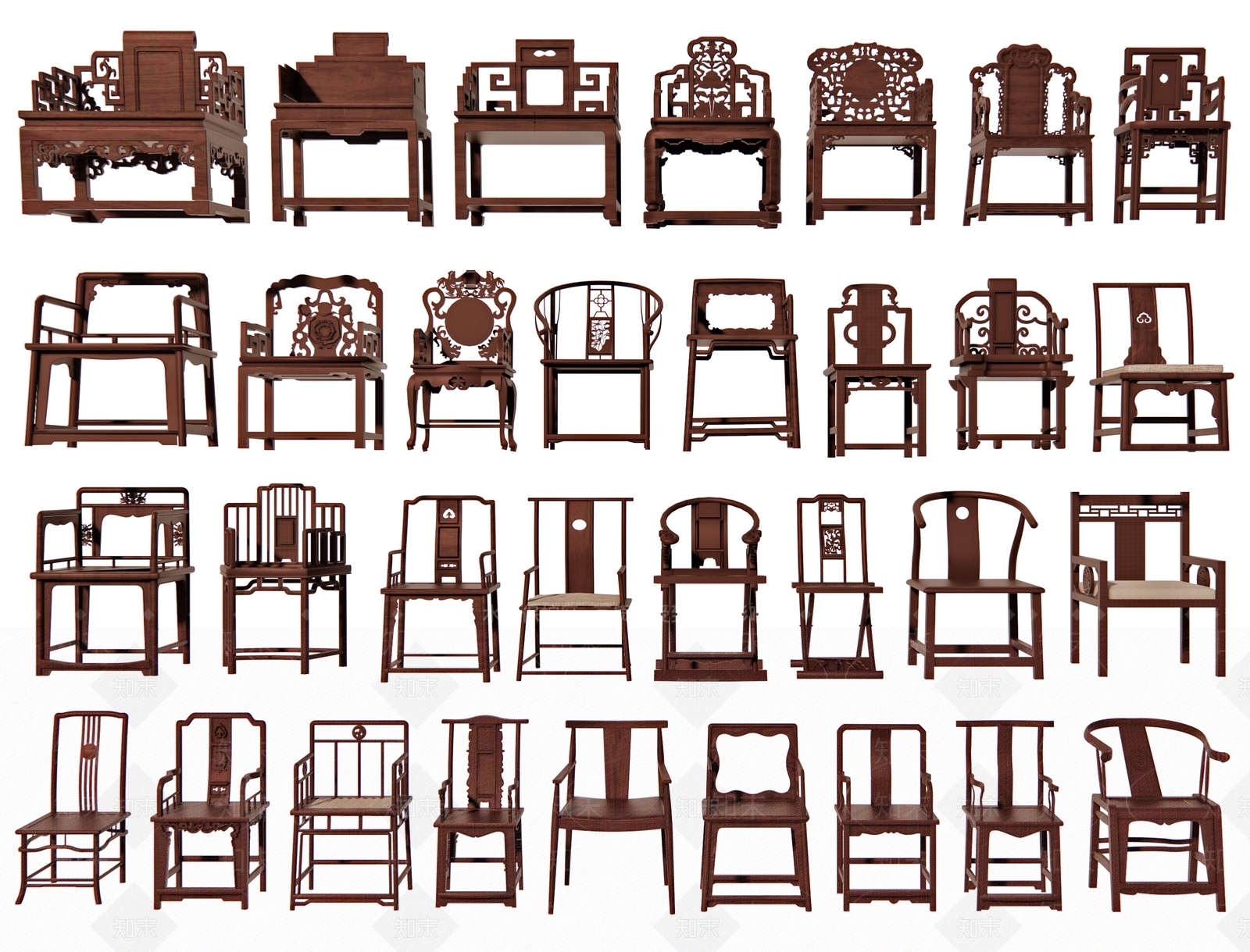 中式椅子3D模型下载【ID:1187781393】