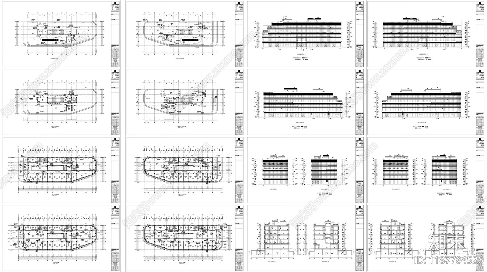 现代办公楼建筑cad施工图下载【ID:1187784526】