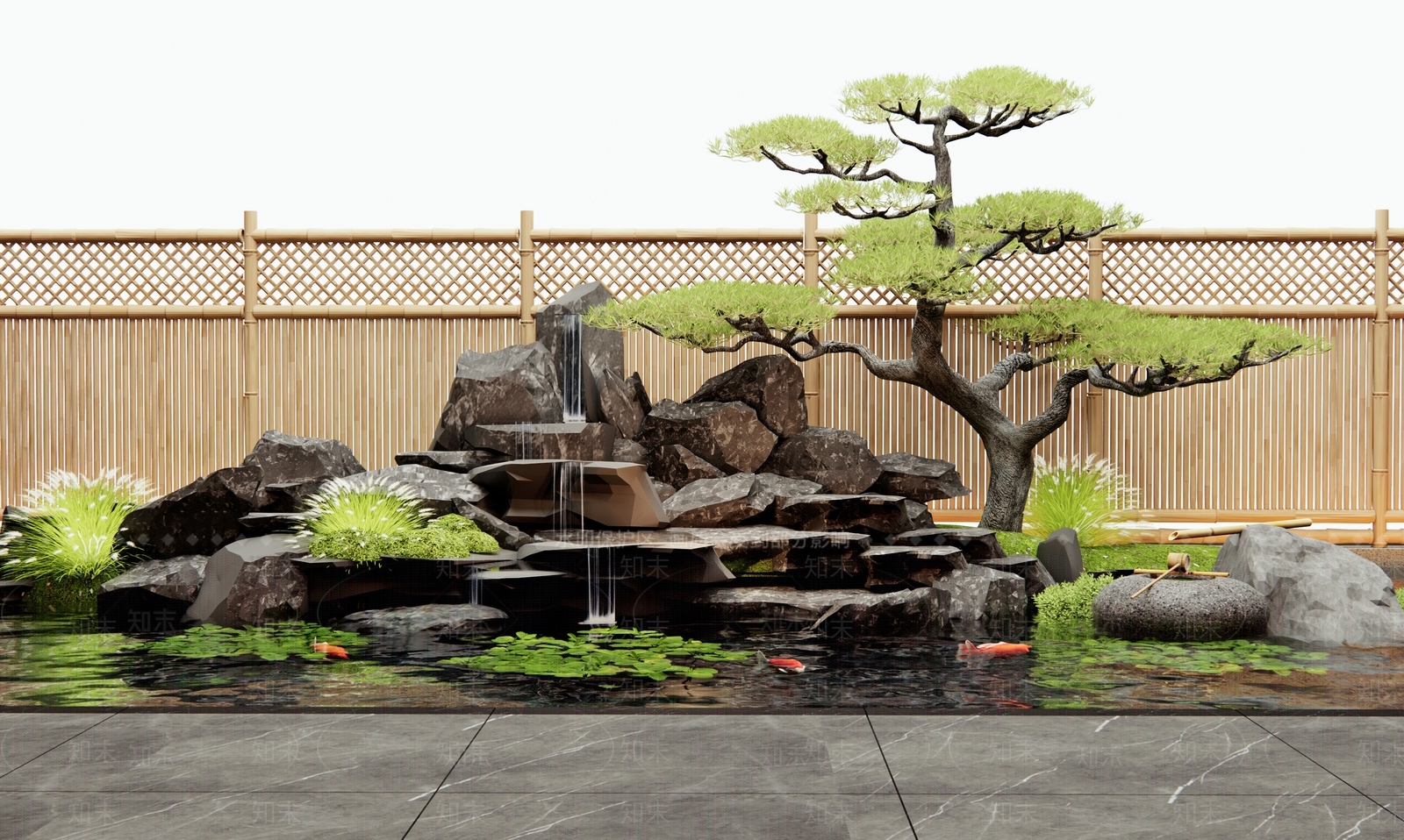 新中式假山水景3D模型下载【ID:1187785207】