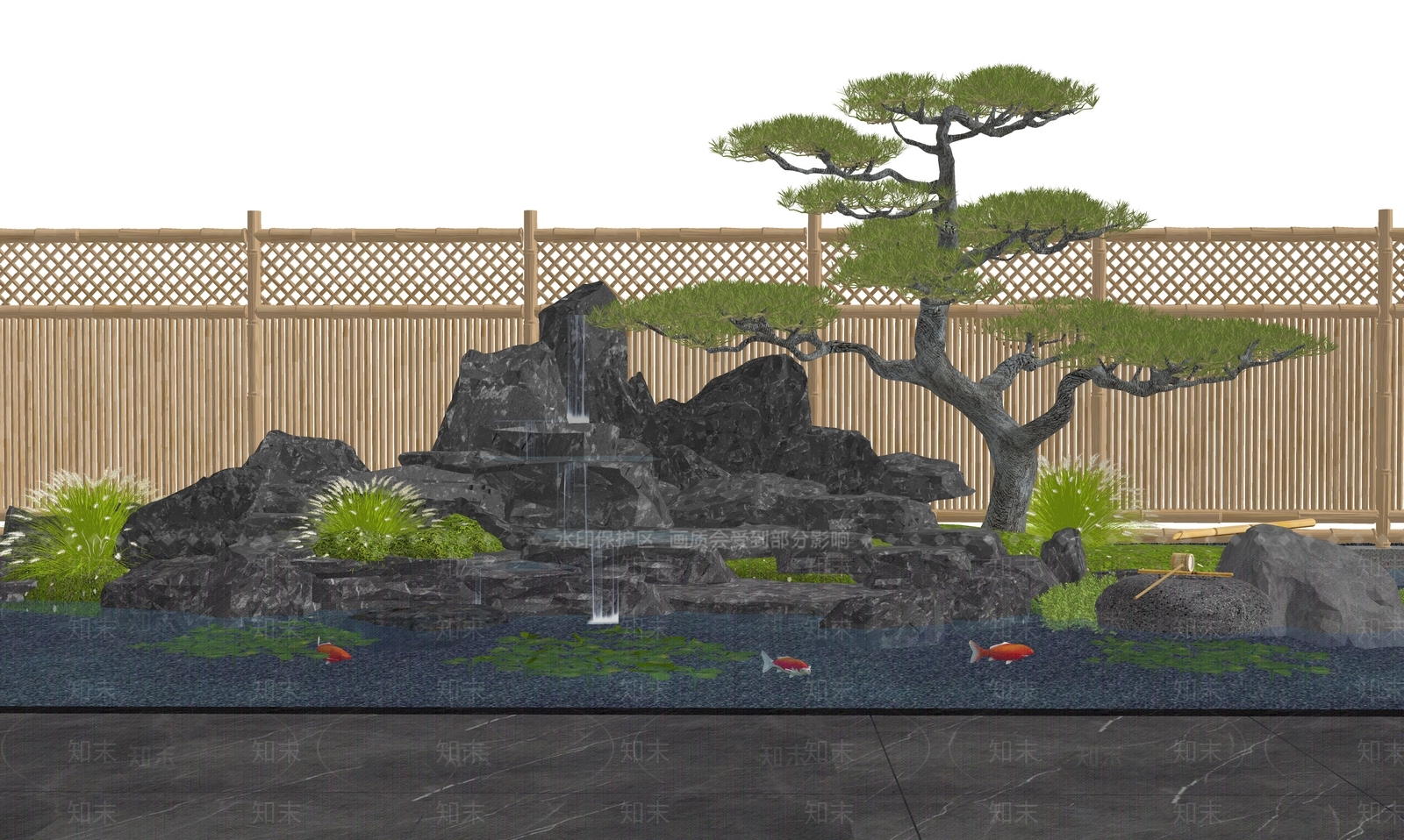 新中式水景SU模型下载【ID:1187785485】