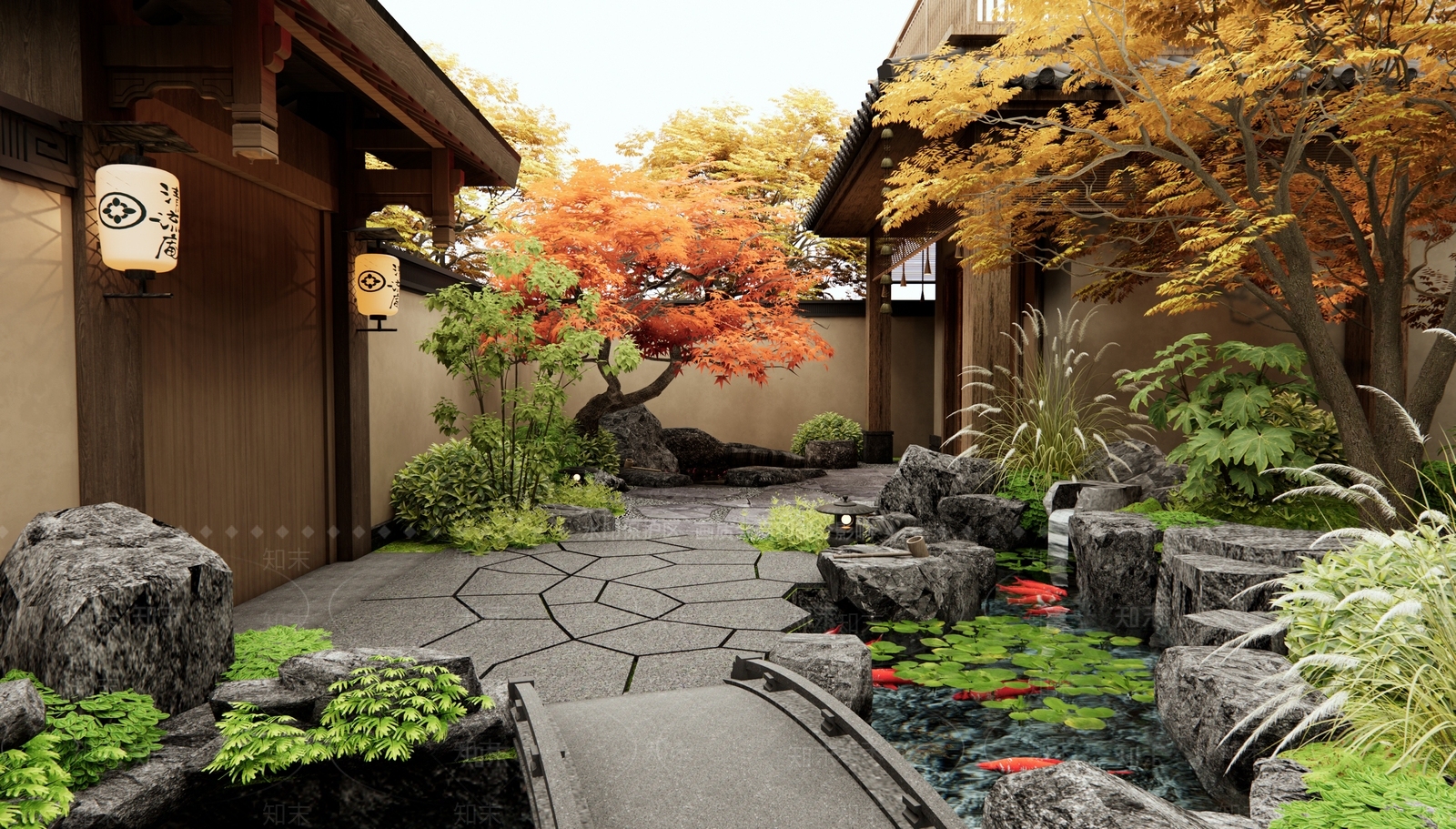 日式新中式庭院3D模型下载【ID:1187785868】