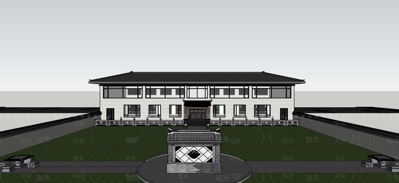 新中式乡村民房SU模型下载【ID:1187786733】