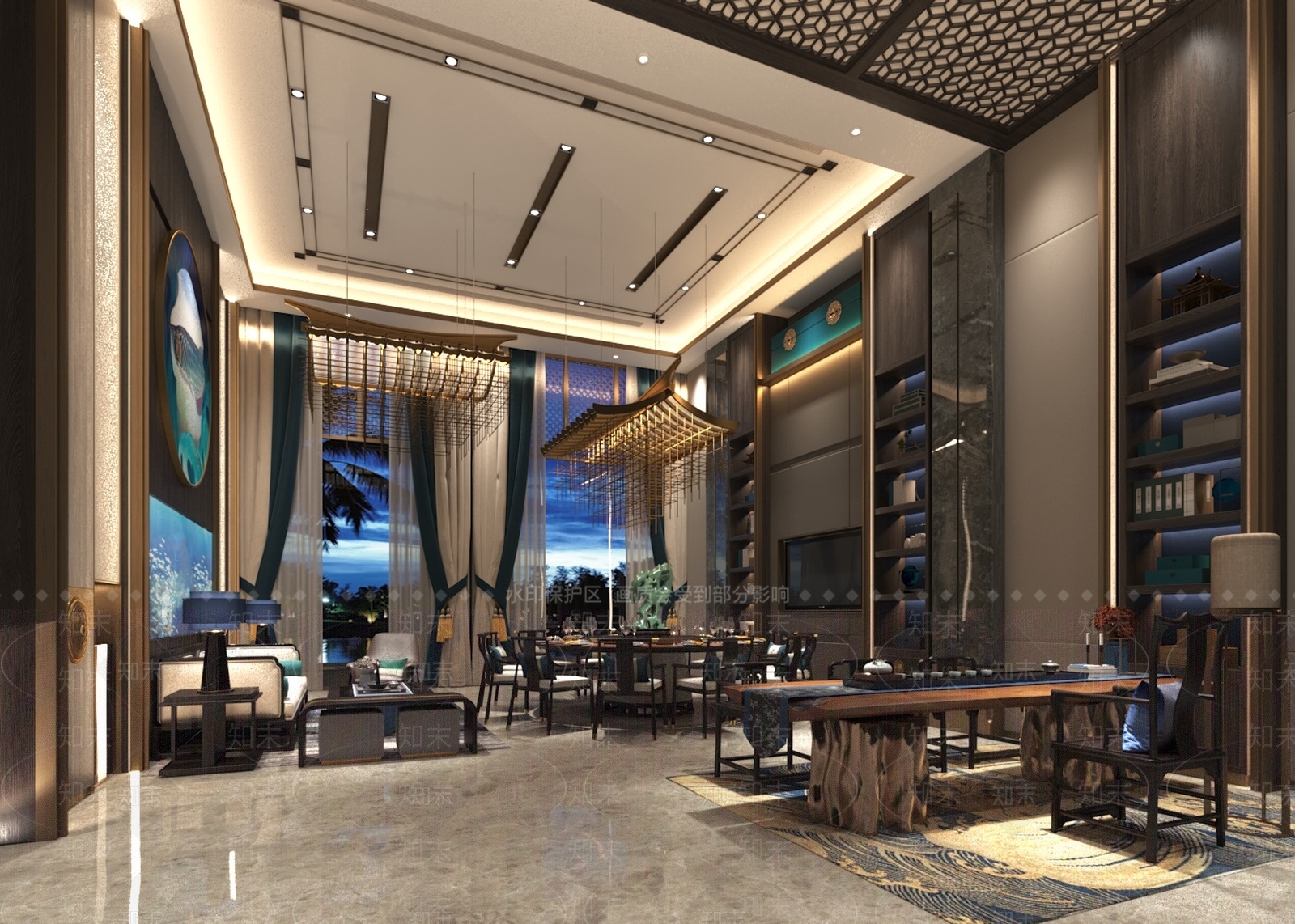 现代新中式包厢3D模型下载【ID:1187786515】