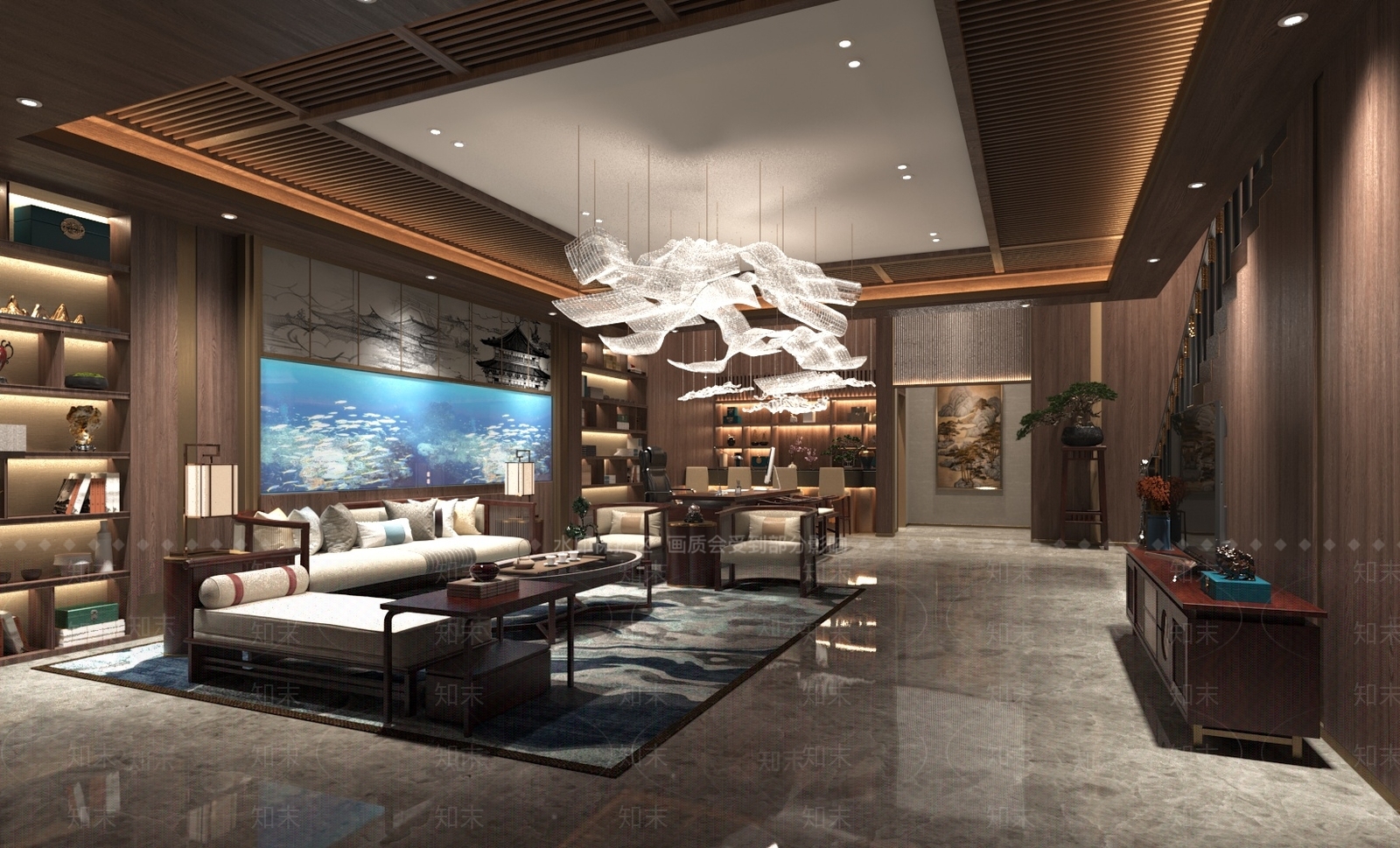 现代新中式包厢3D模型下载【ID:1187787253】