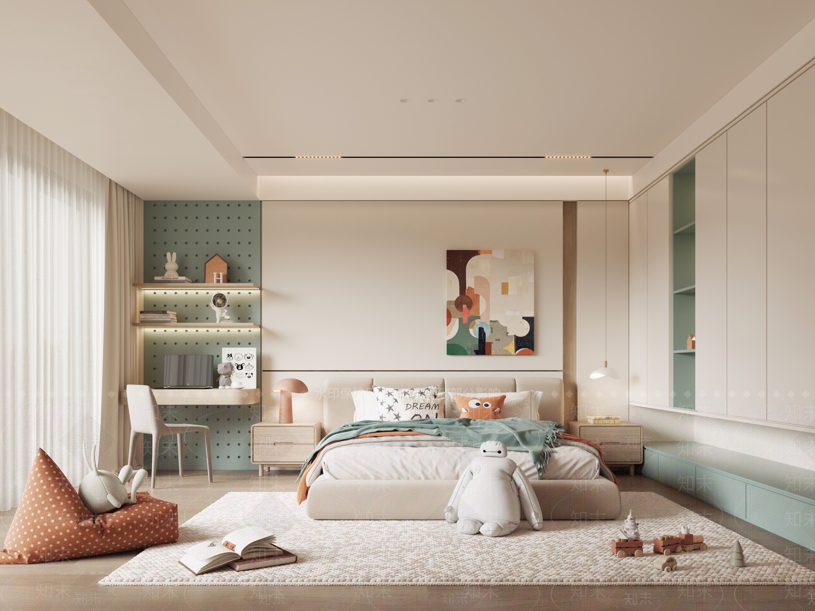 新中式通用儿童房3D模型下载【ID:1187789225】