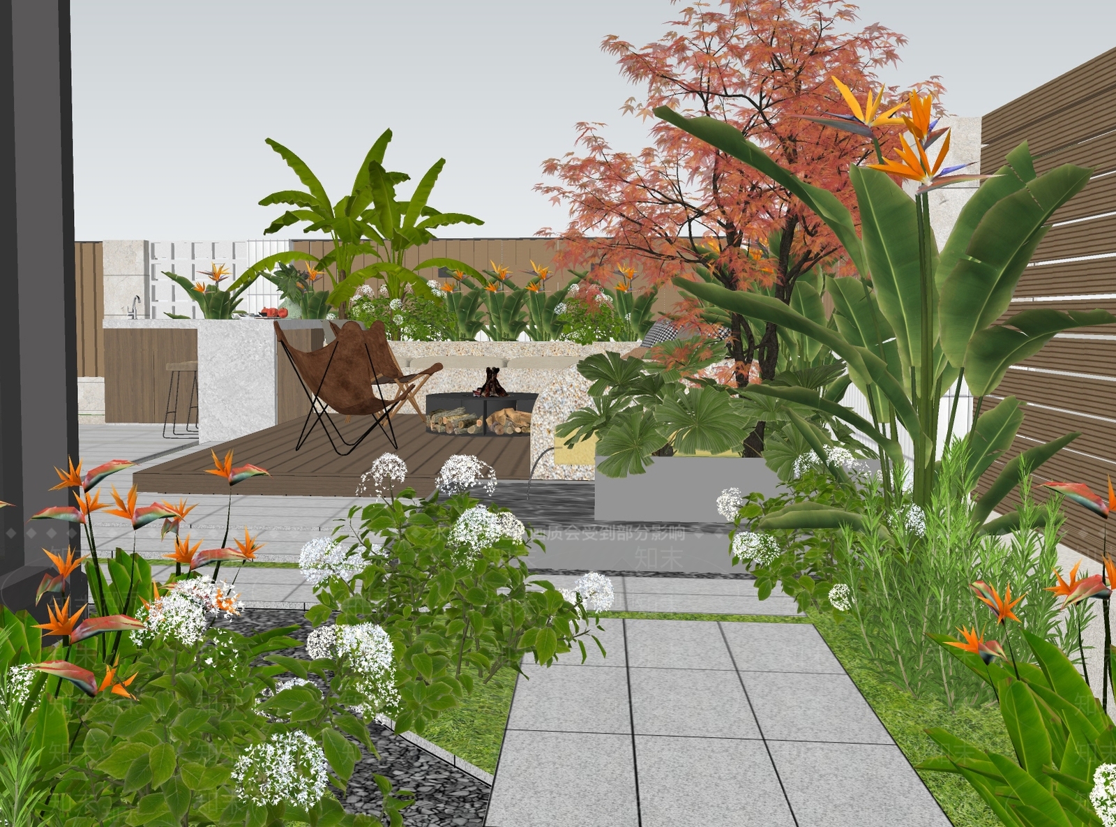 现代屋顶花园SU模型下载【ID:1187789040】