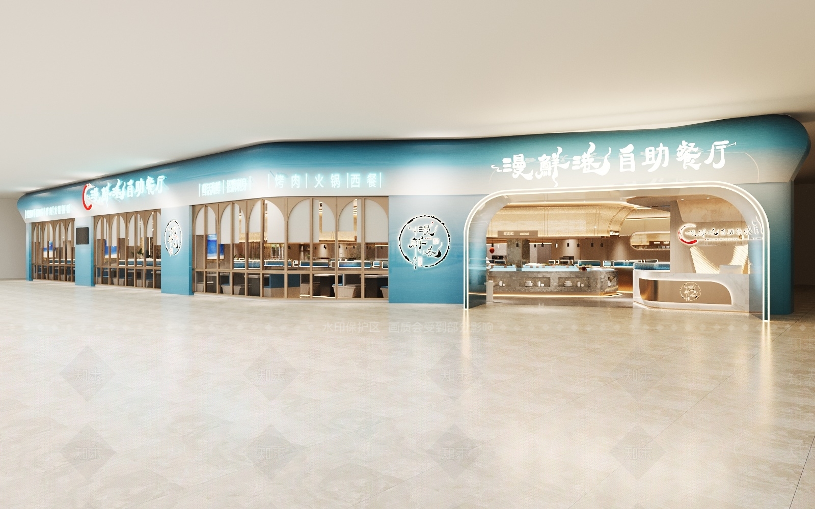 现代自助餐厅3D模型下载【ID:1187789777】