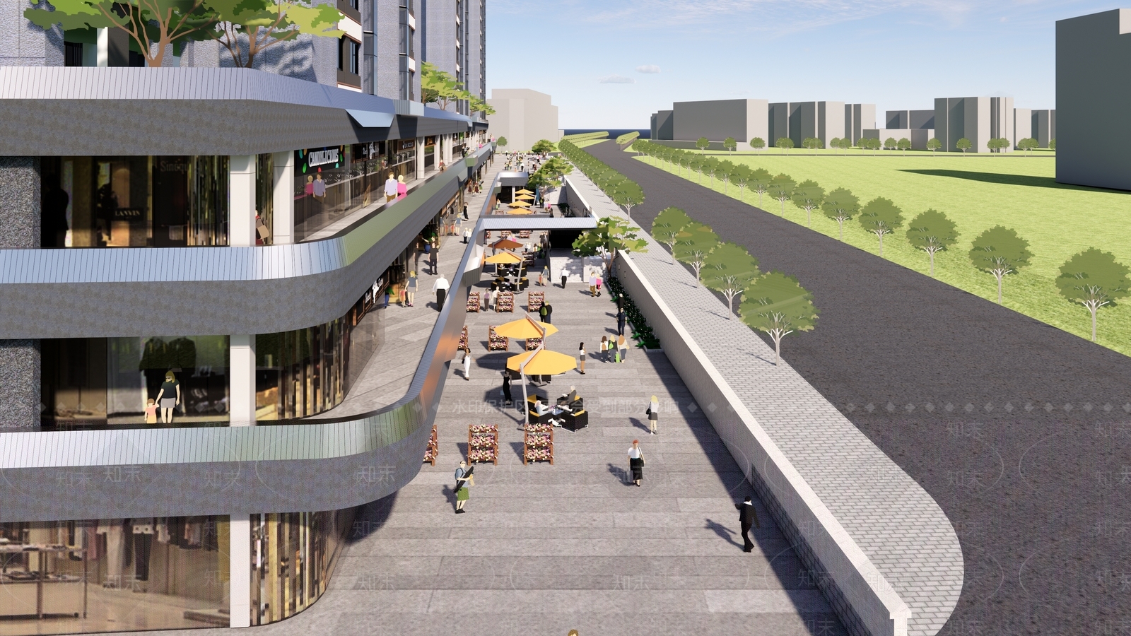 现代简约商场建筑SU模型下载【ID:1187790430】