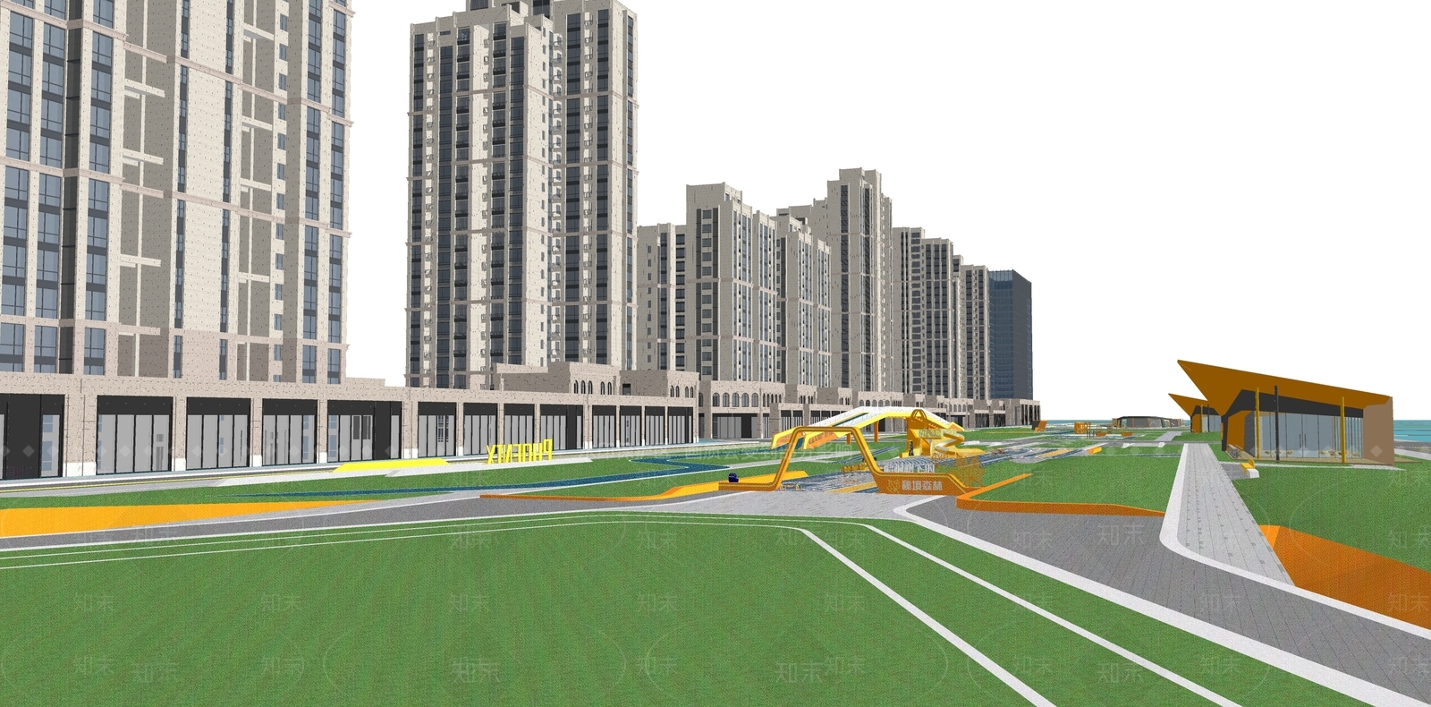 现代景观公园SU模型下载【ID:1187791125】