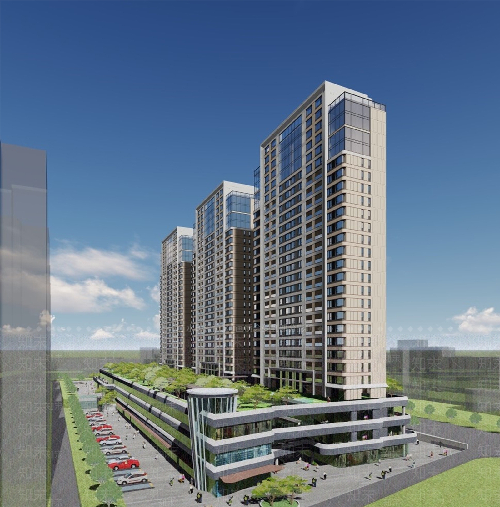 现代简约商场建筑SU模型下载【ID:1187790430】