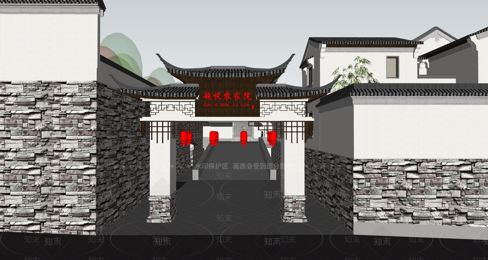 中式古建筑SU模型下载【ID:1187791991】