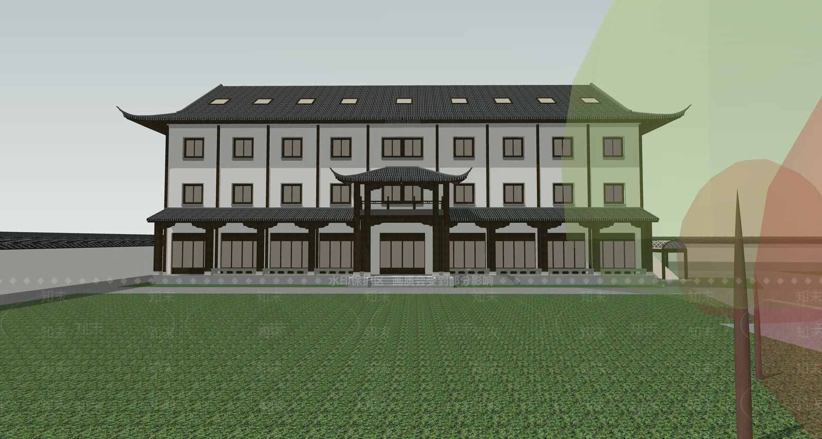 中式古建筑SU模型下载【ID:1187791991】