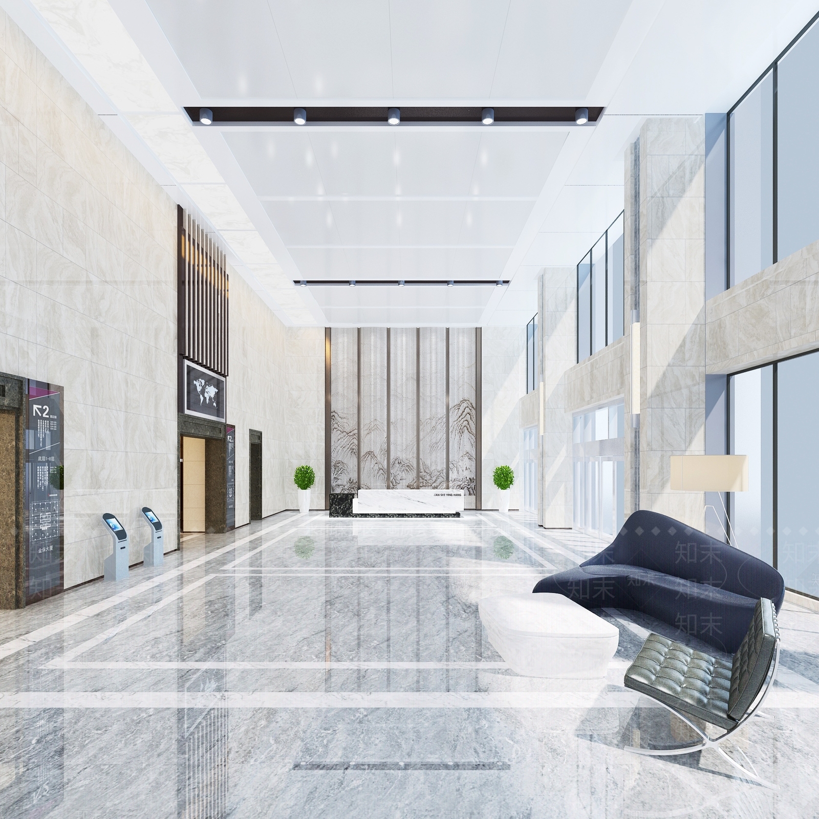现代办公大厅3D模型下载【ID:1187792327】