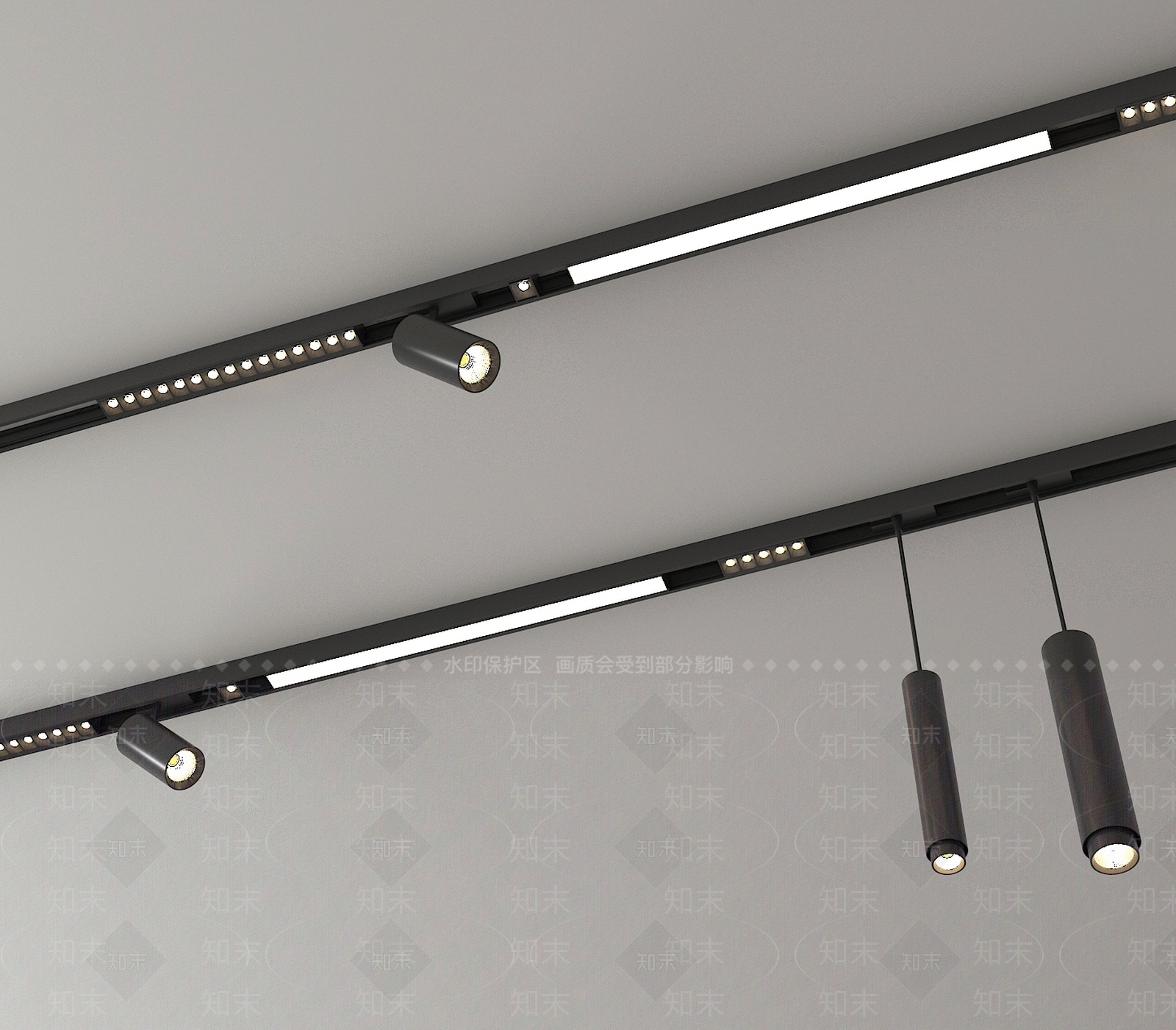 现代筒灯射灯组合3D模型下载【ID:1187793493】
