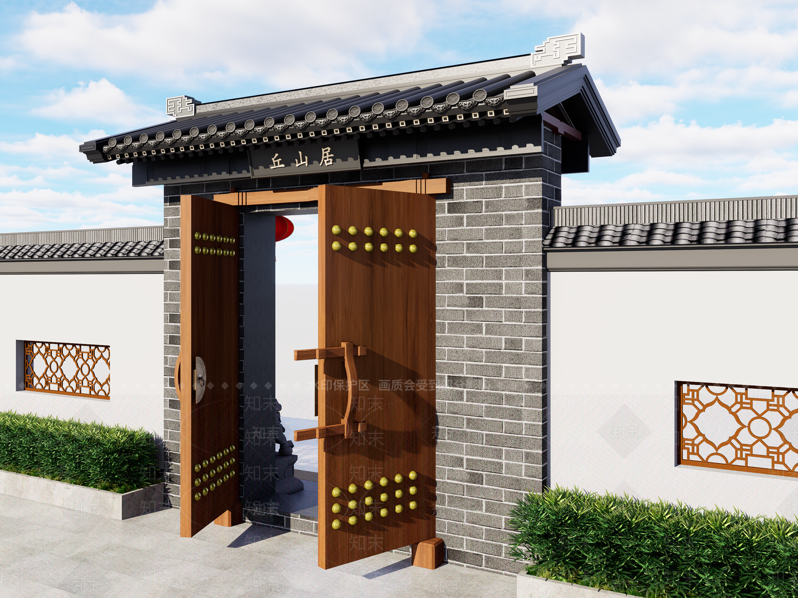 现代庭院门SU模型下载【ID:1187794190】