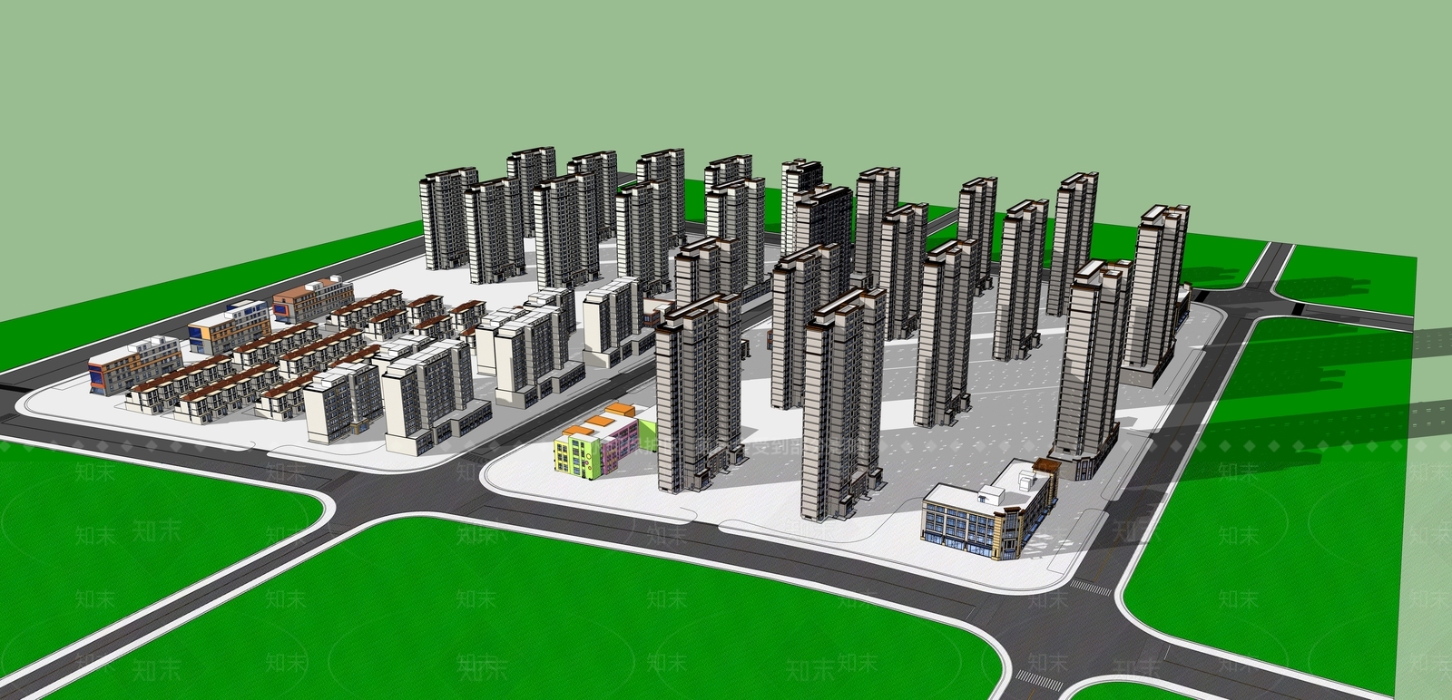 现代简约小区建筑SU模型下载【ID:1187794000】