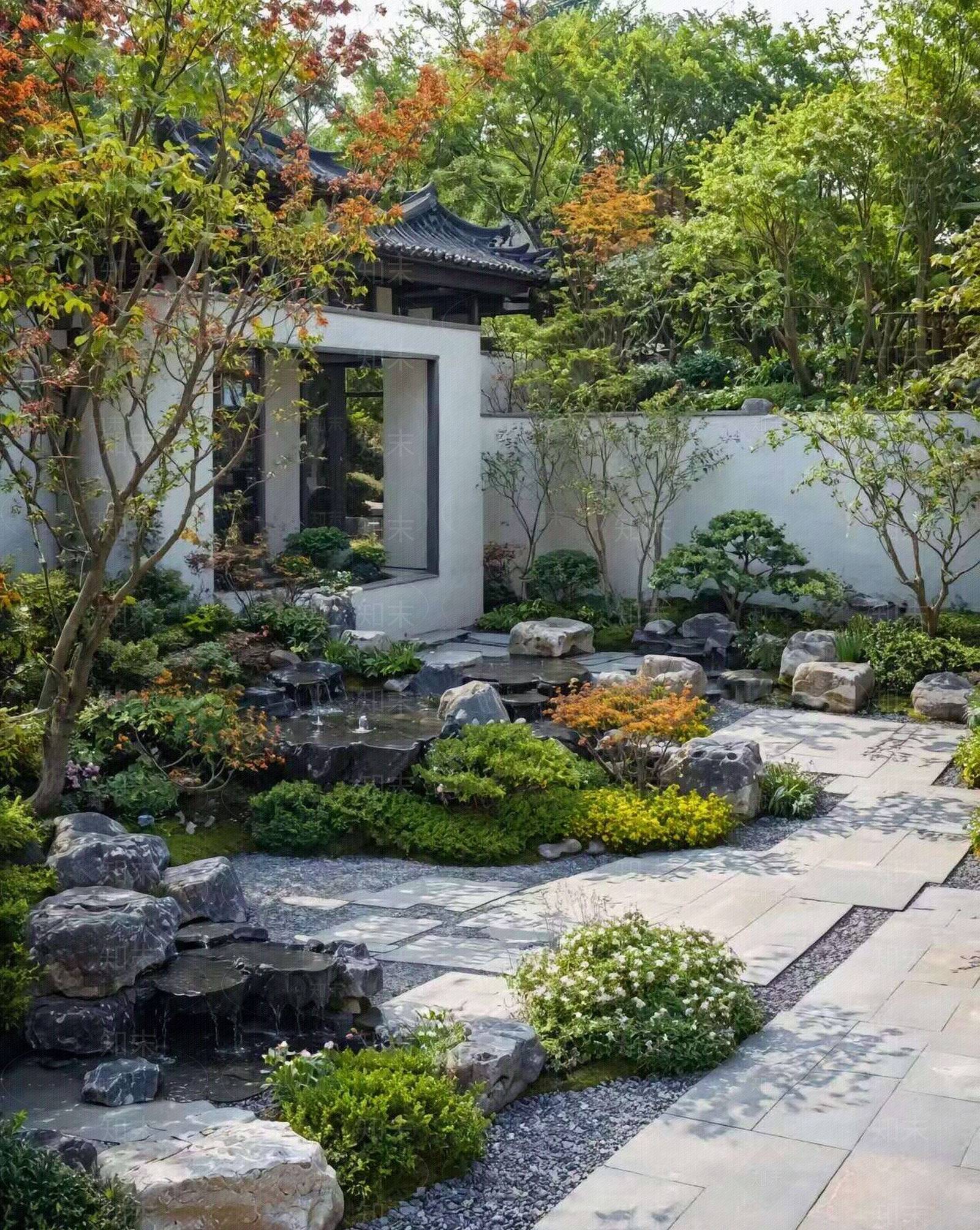 新中式中式小区外景贴图下载【ID:1187797827】