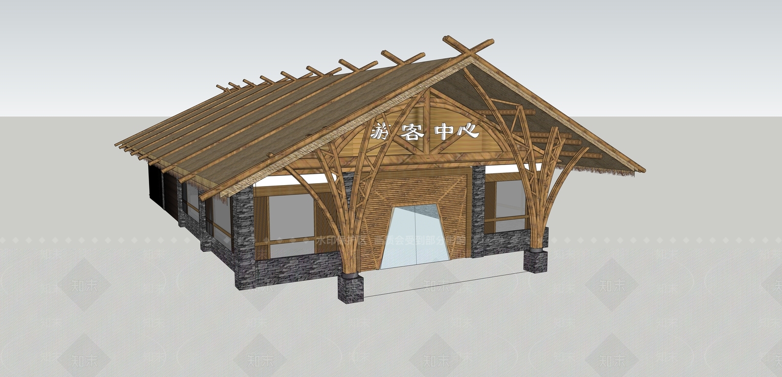 中式日式小公建SU模型下载【ID:1187802431】