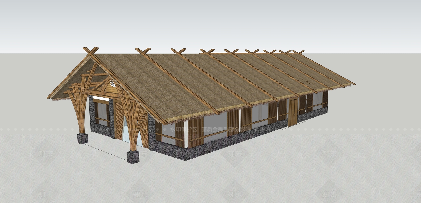 中式日式小公建SU模型下载【ID:1187802431】