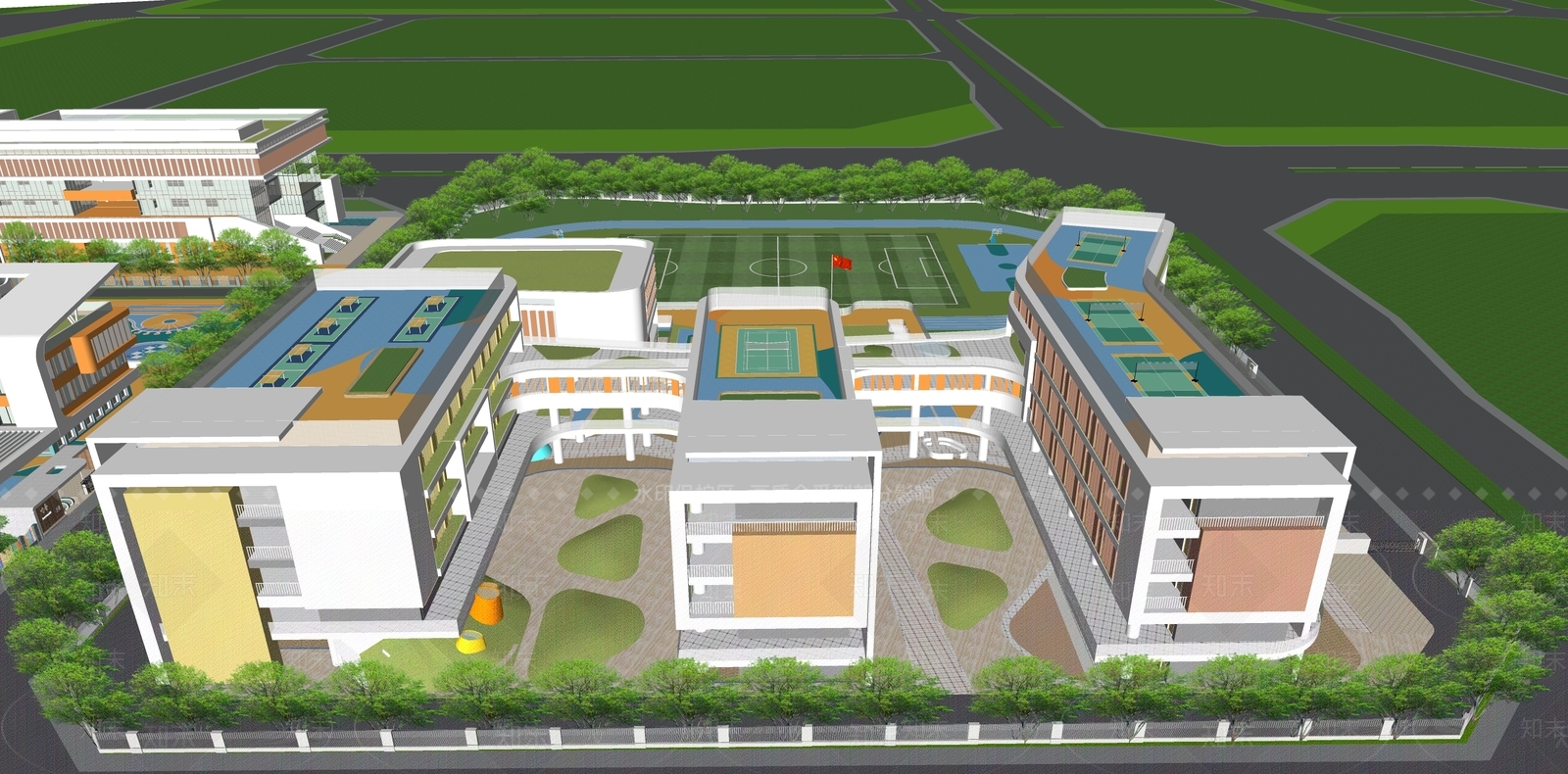 现代校园景观SU模型下载【ID:1187805800】