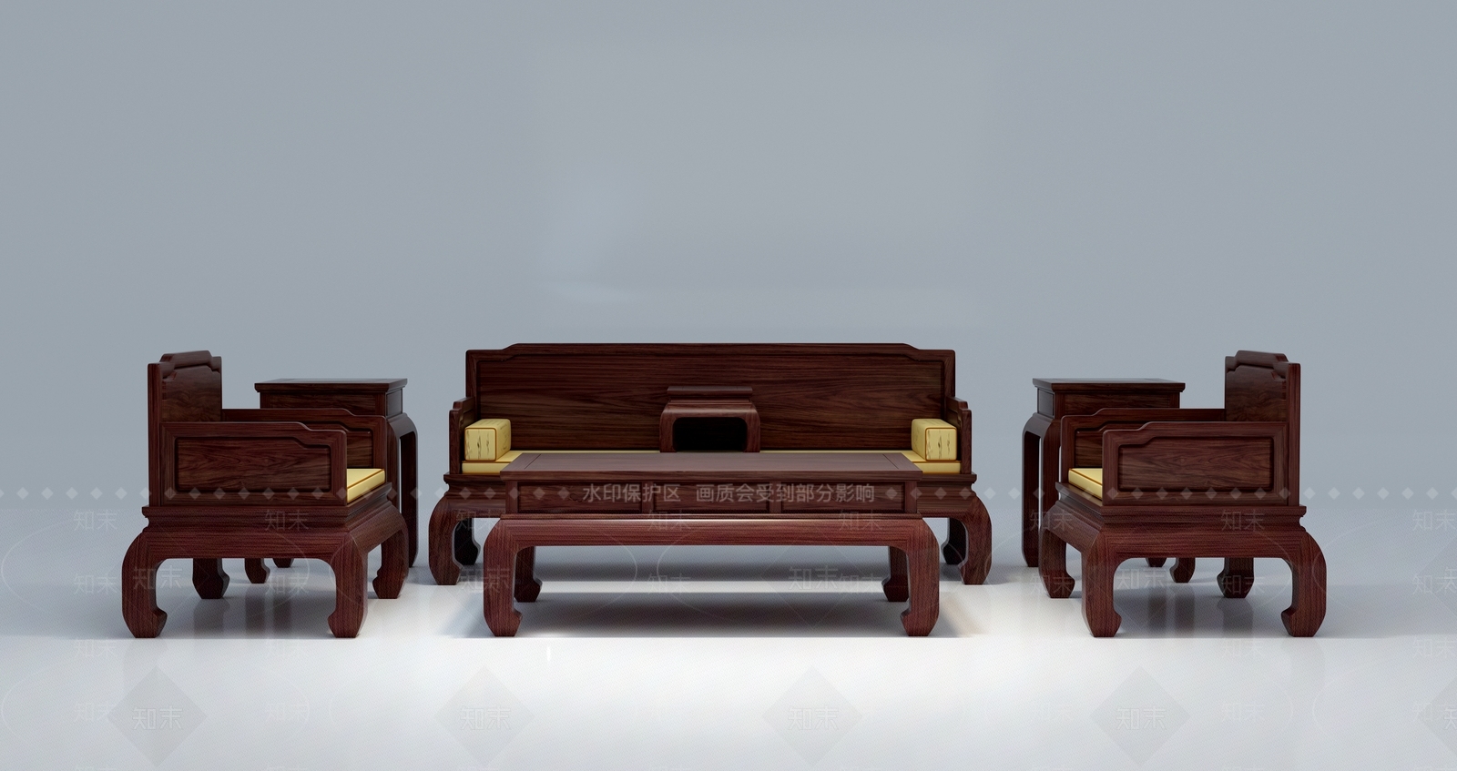 中式沙发组合3D模型下载【ID:1187809136】