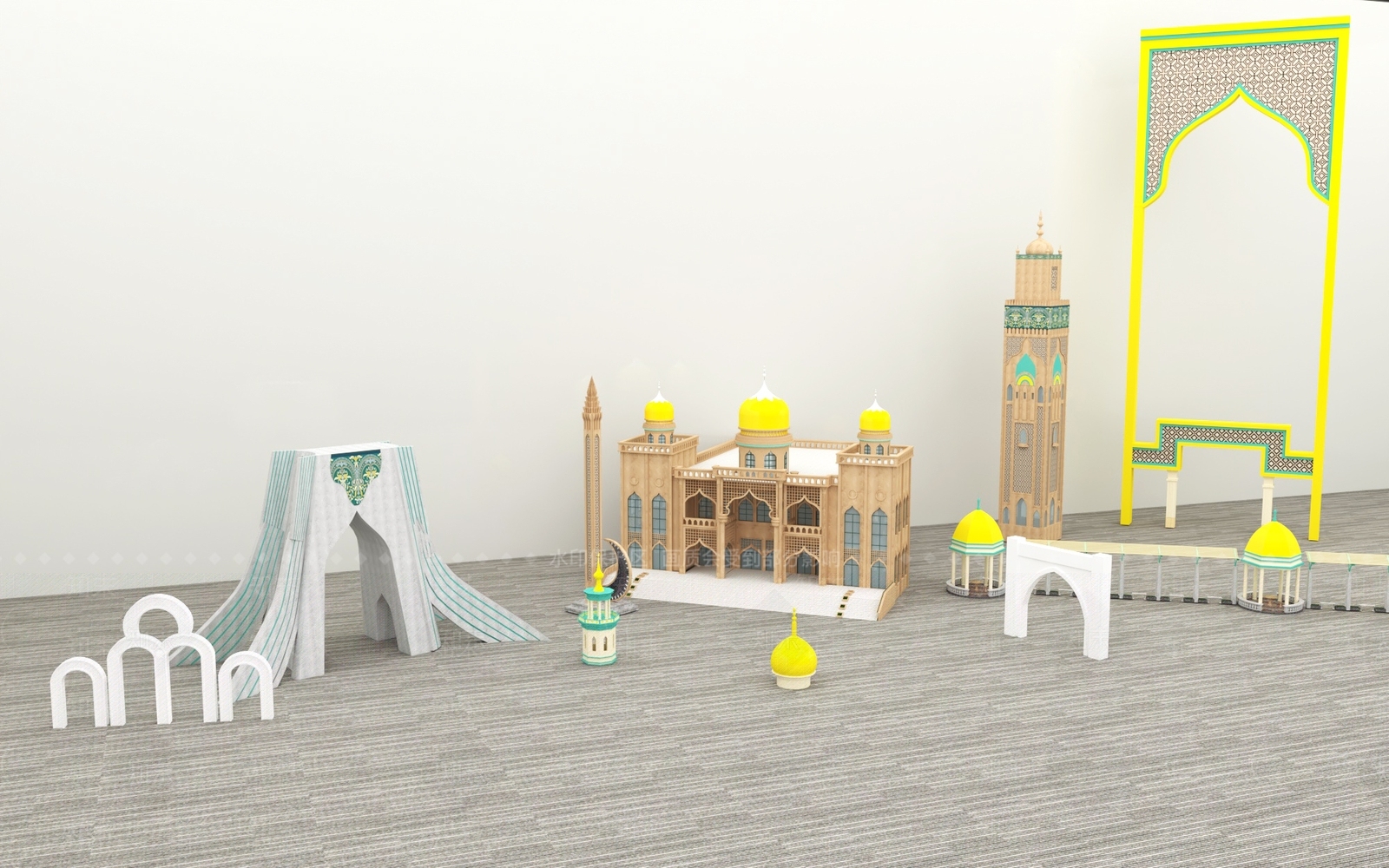 中式艺术风格建筑3D模型下载【ID:1187812306】