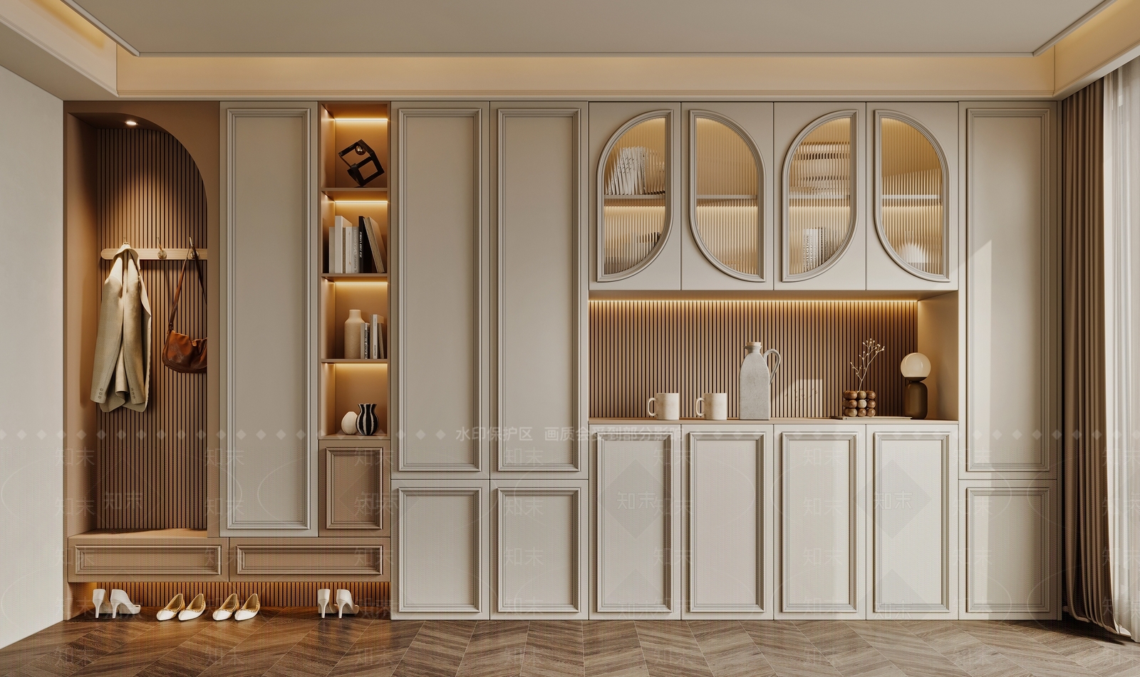 法式美式鞋柜3D模型下载【ID:1187812965】