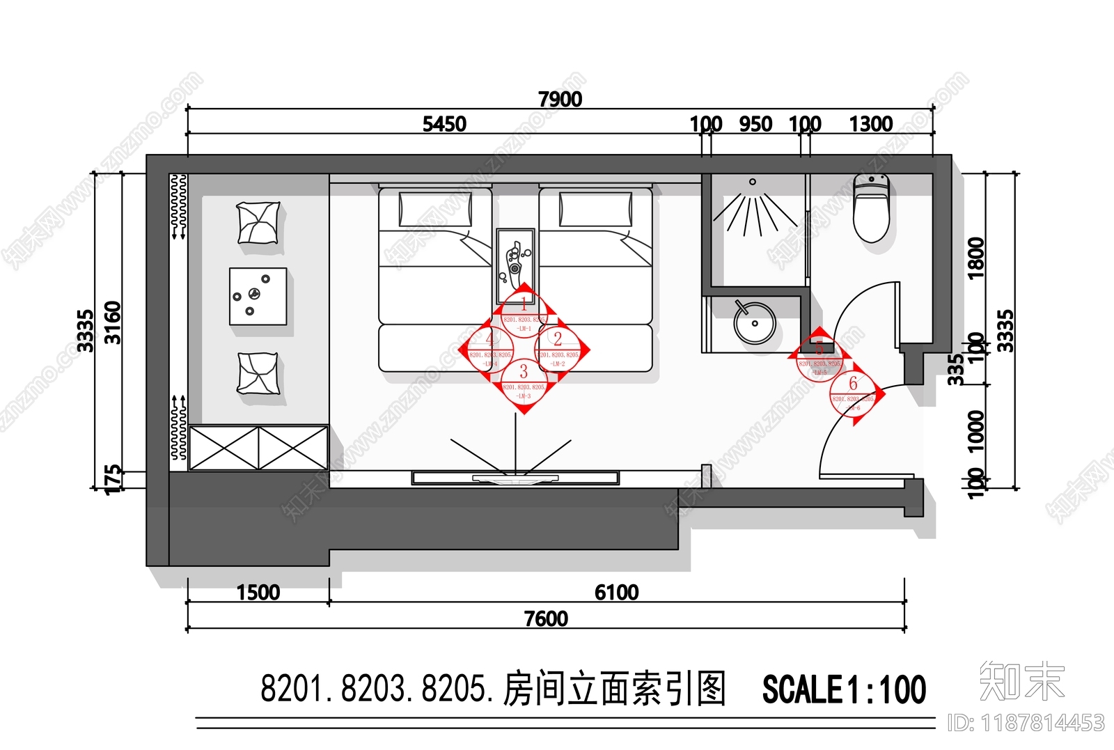 现代侘寂足浴店cad施工图下载【ID:1187814453】