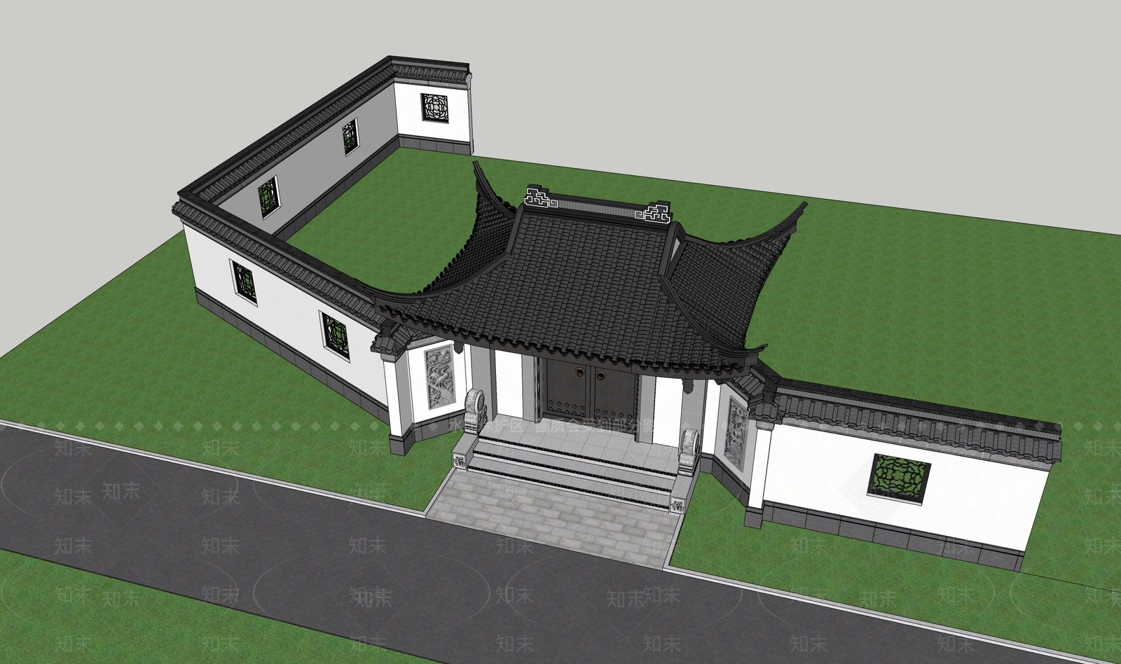 中式古建筑SU模型下载【ID:1187816561】