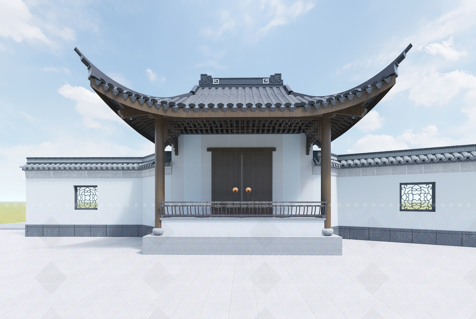中式古建筑SU模型下载【ID:1187816561】
