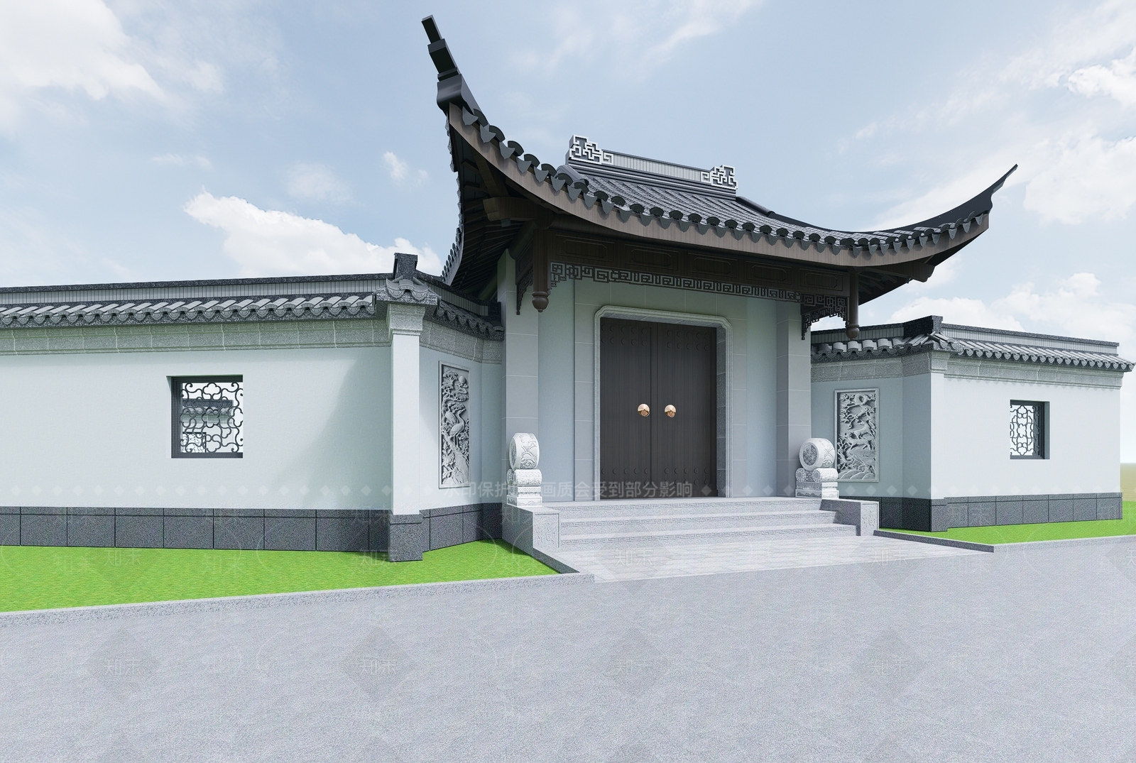 中式古建筑SU模型下载【ID:1187816561】