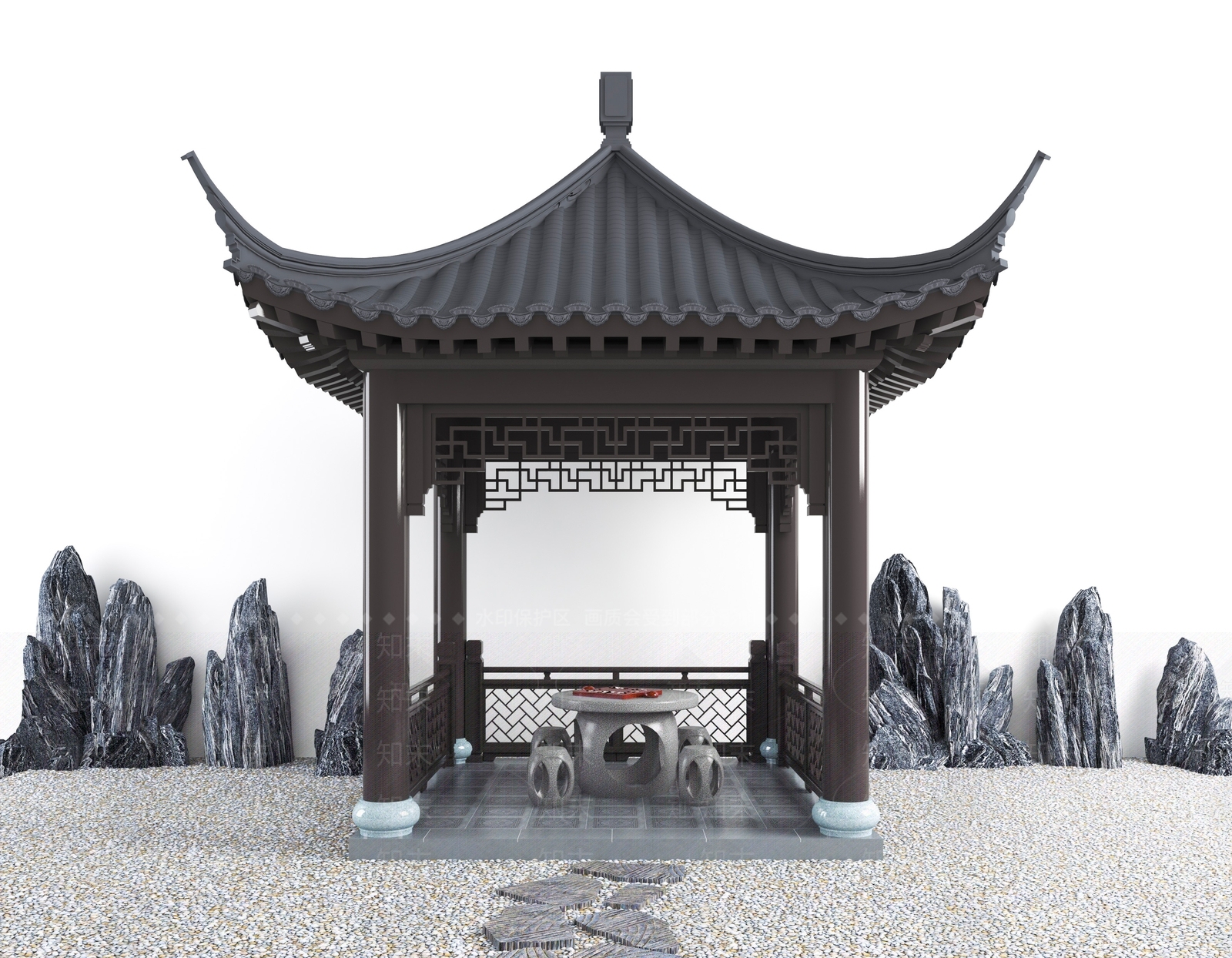 中式亭子SU模型下载【ID:1187817536】