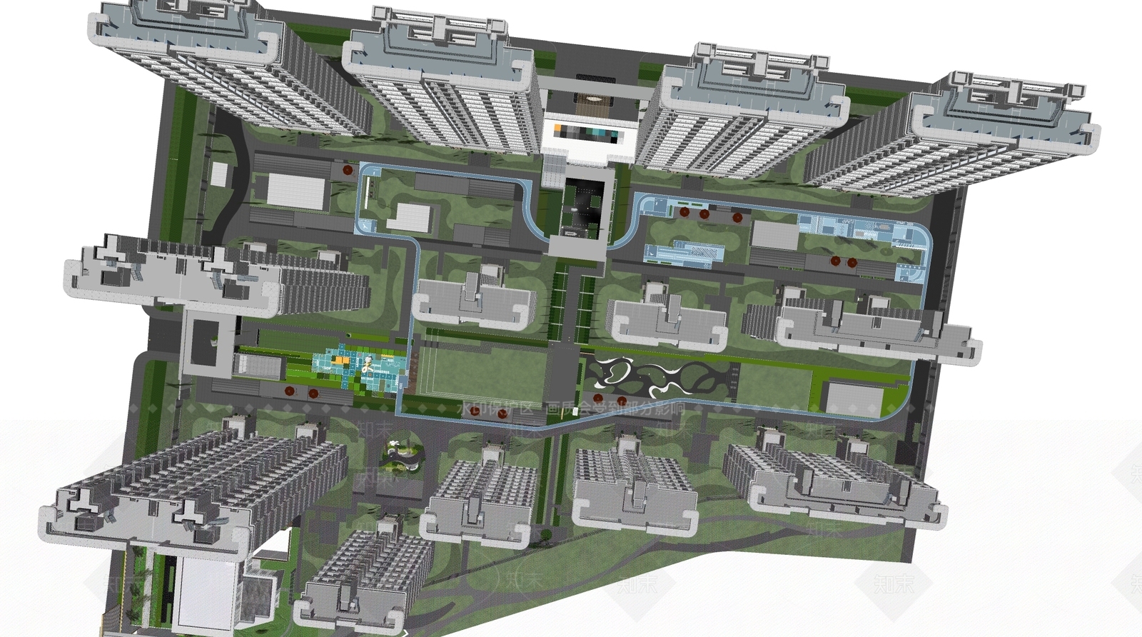 现代小区建筑SU模型下载【ID:1187818849】