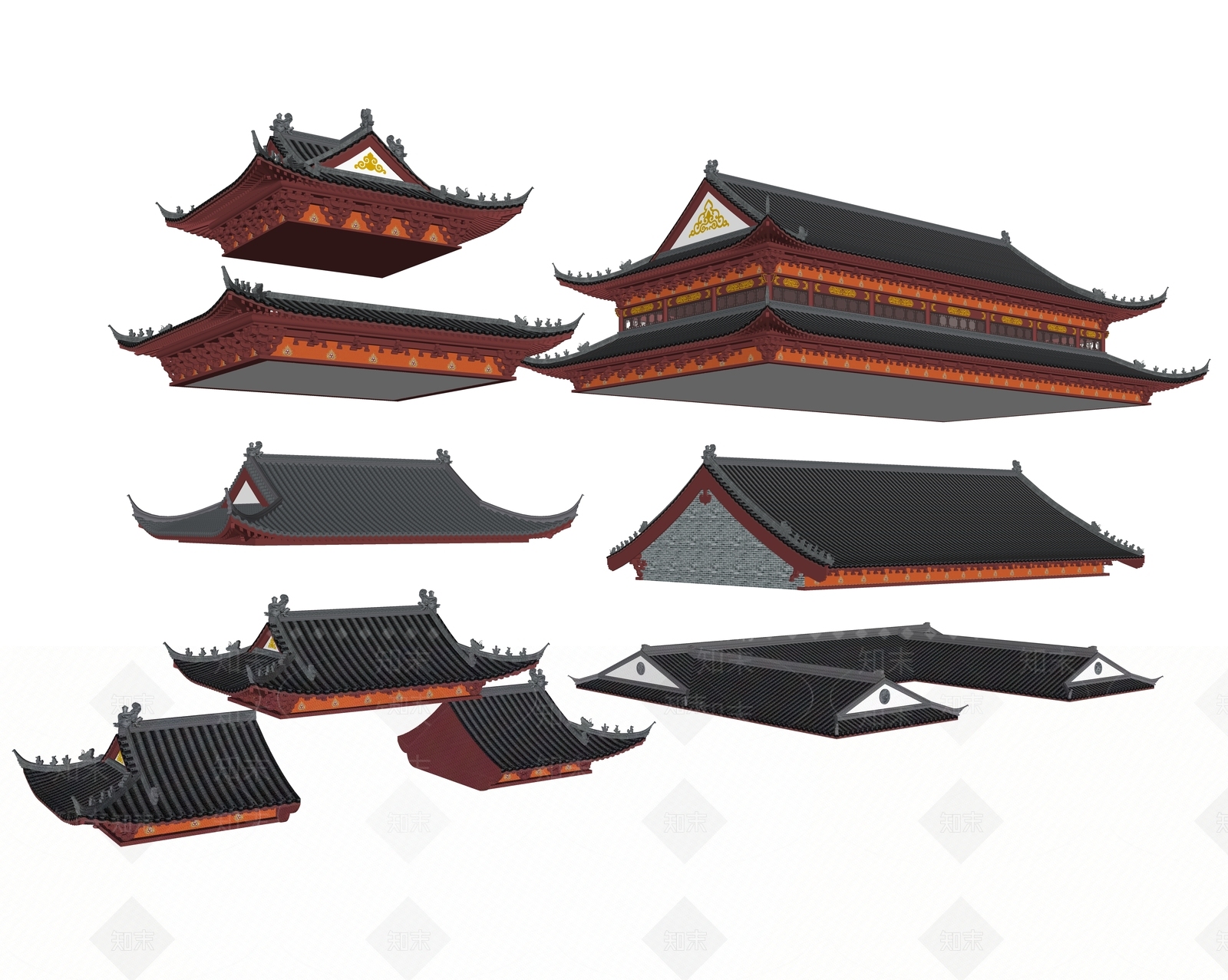 中式古建筑SU模型下载【ID:1187818423】