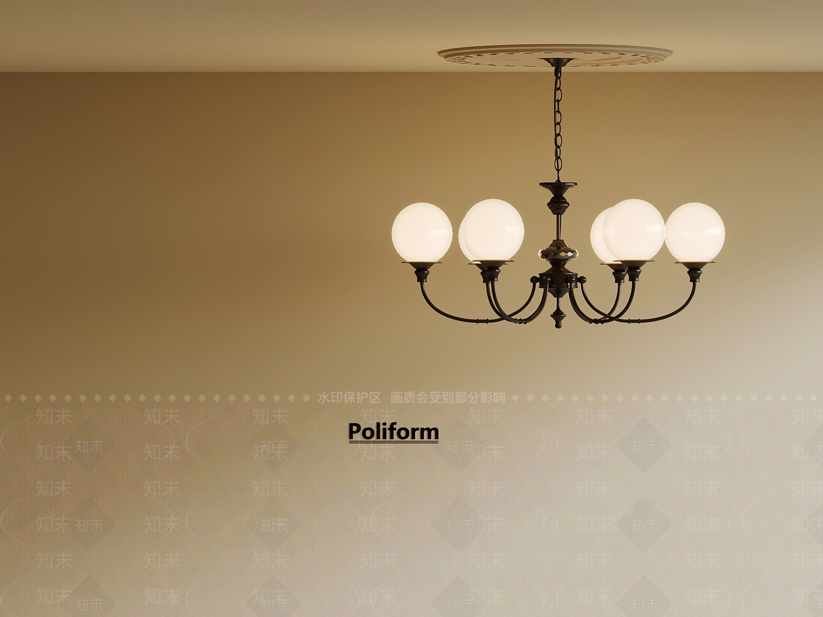 法式复古客厅吊灯3D模型下载【ID:1187818422】