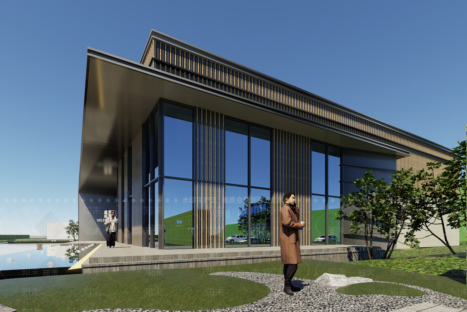 现代新中式售楼处建筑SU模型下载【ID:1187823932】
