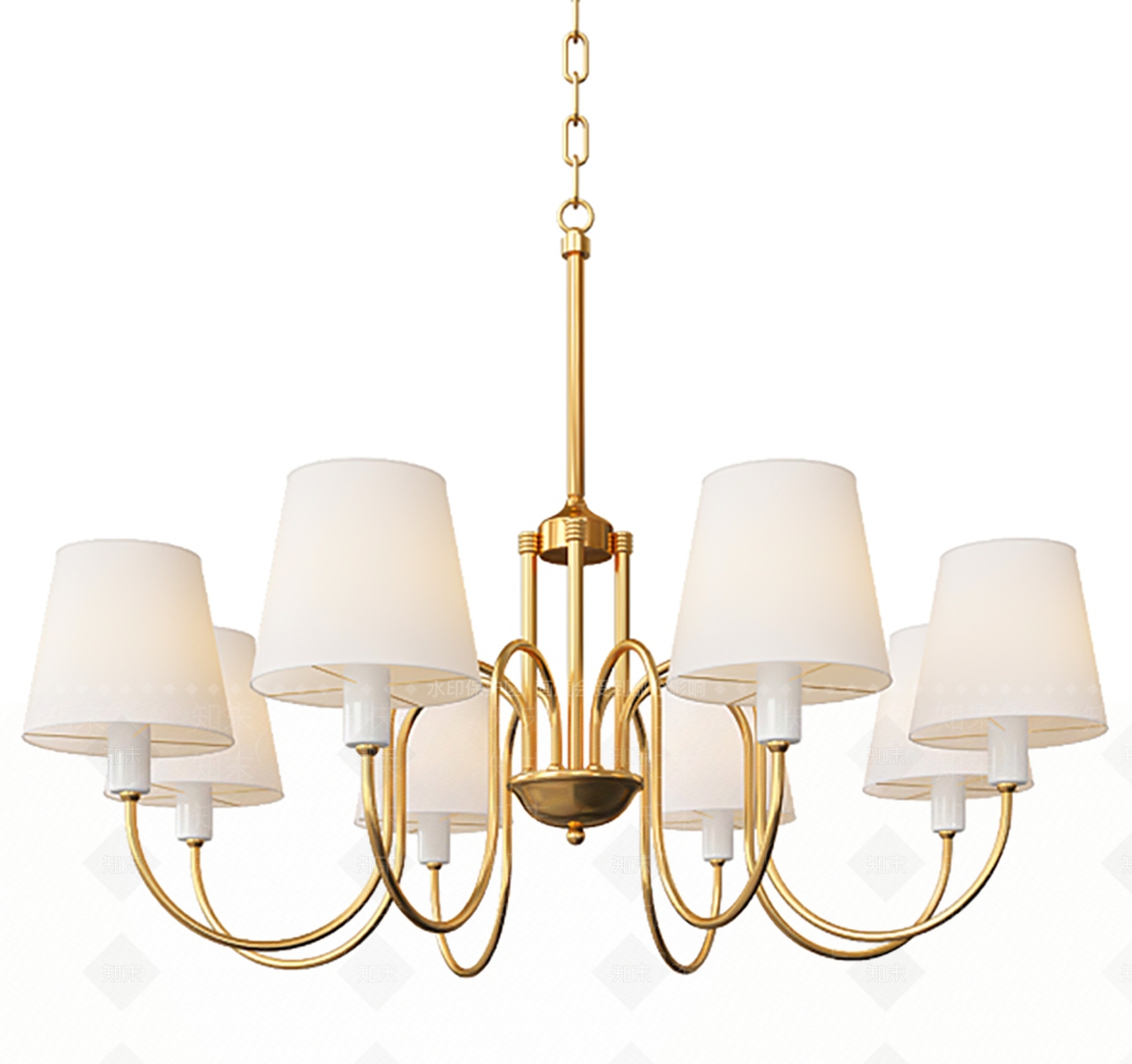 美式奶油吊灯3D模型下载【ID:1187824992】