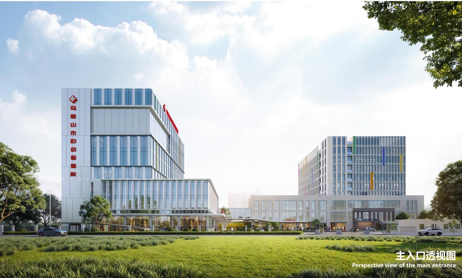现代新中式医院建筑SU模型下载【ID:1187827783】