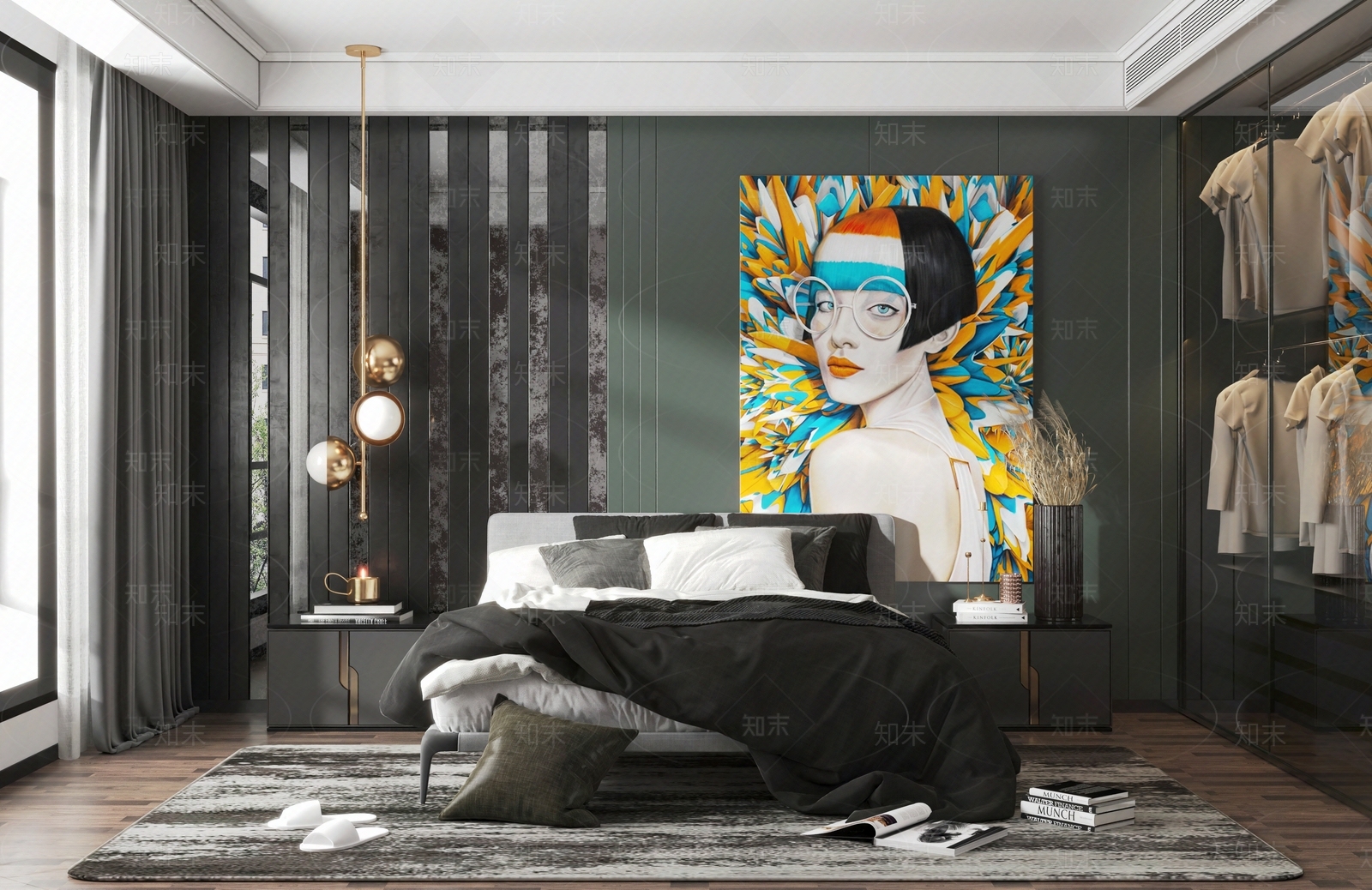 现代轻奢卧室贴图下载【ID:1187829151】